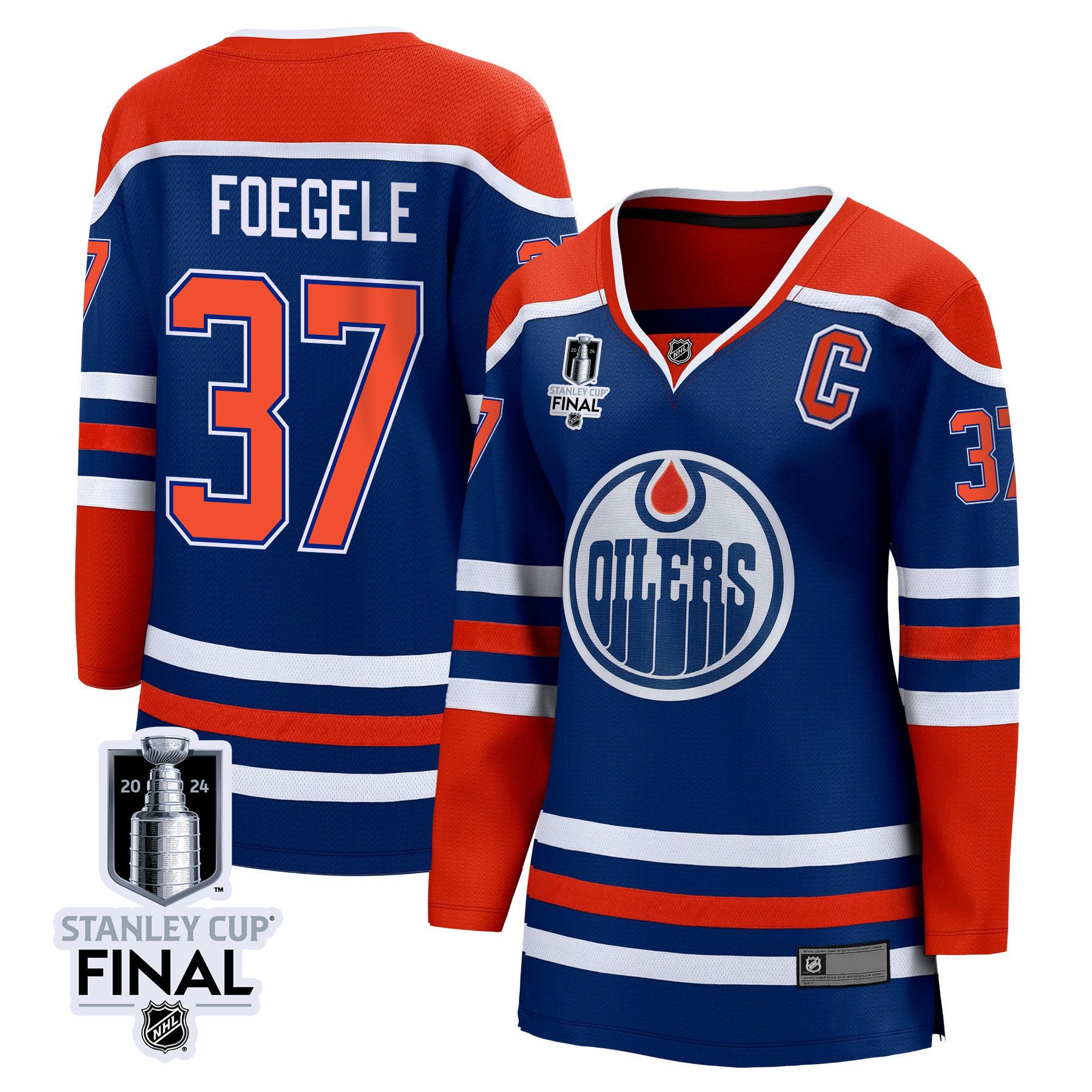 Warren Foegele 37 Edmonton Oilers 2024 STANLEY CUP Final Women's Home Jersey - Royal - JS890 