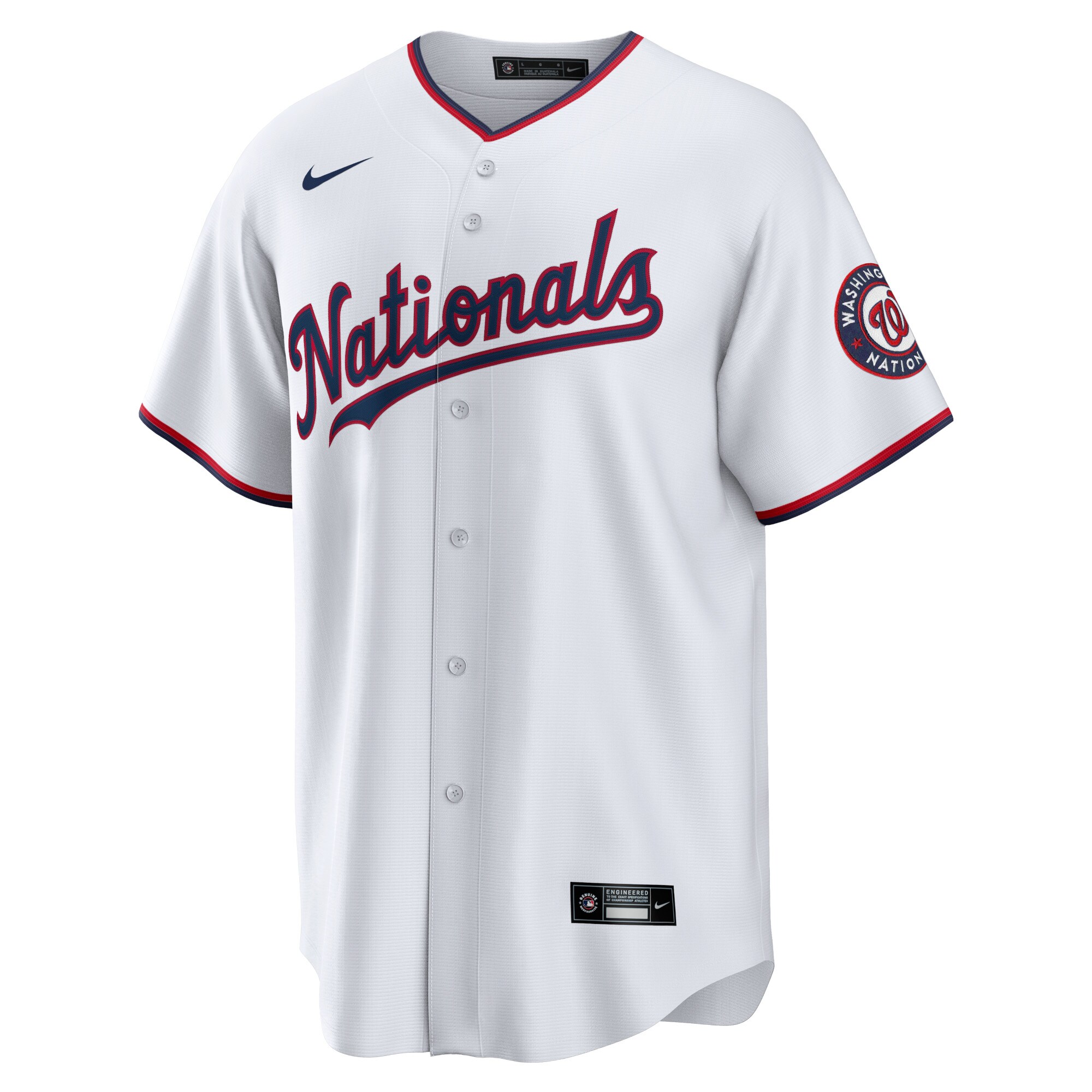 Alternative view of Washington Nationals Home Blank Replica Jersey – White