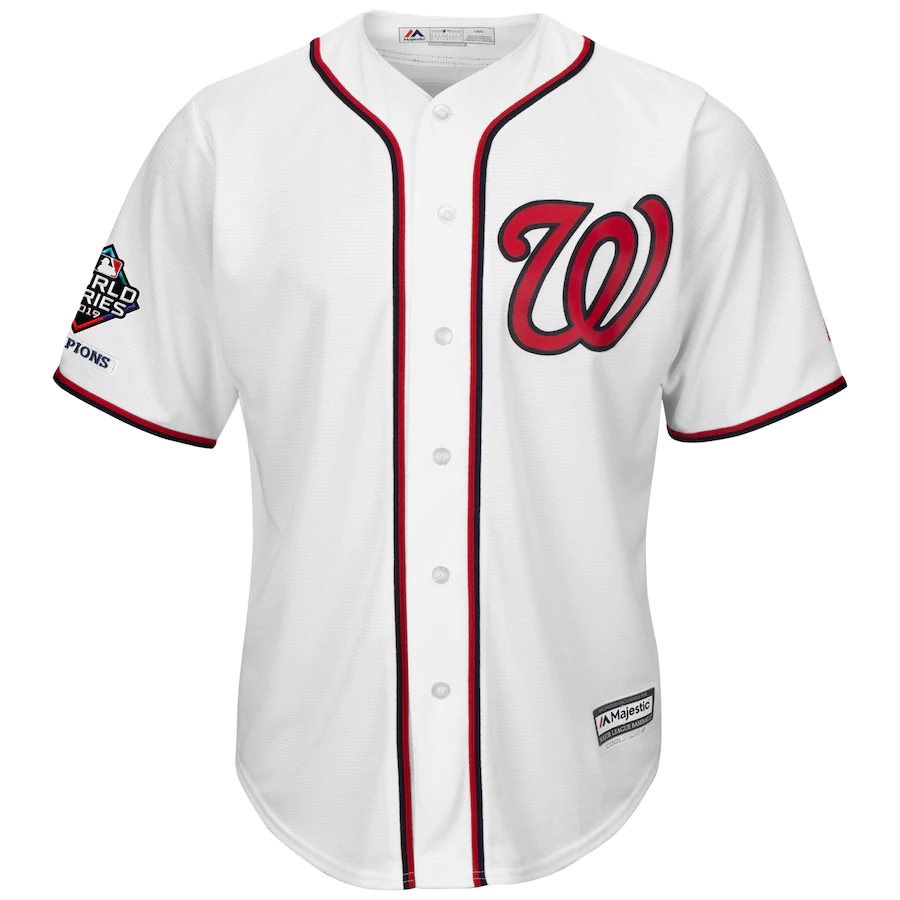 Alternative view of Washington Nationals Majestic 2019 World Series Champions Home Official Cool Base Bar Patch Jersey – White