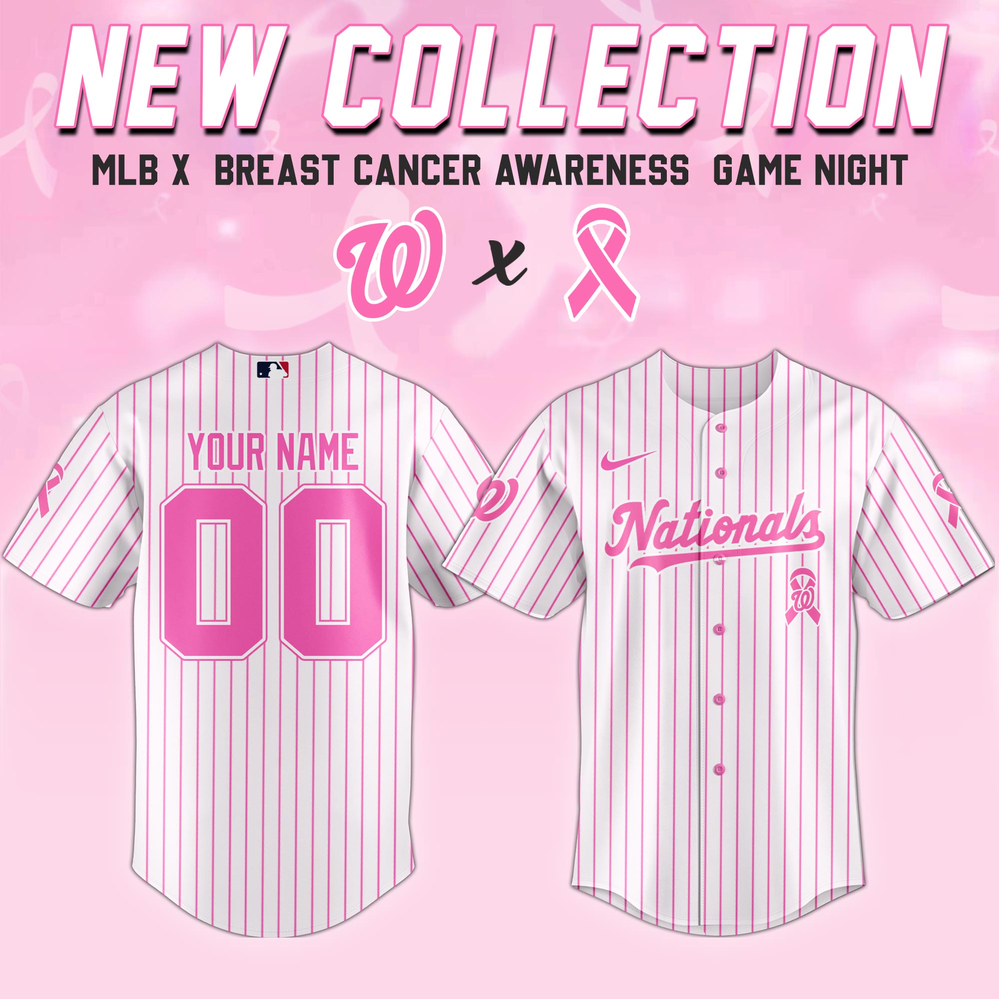 Washington Nationals Mlb X Breast Cancer Awareness Month United In Pink Custom Baseball Jersey