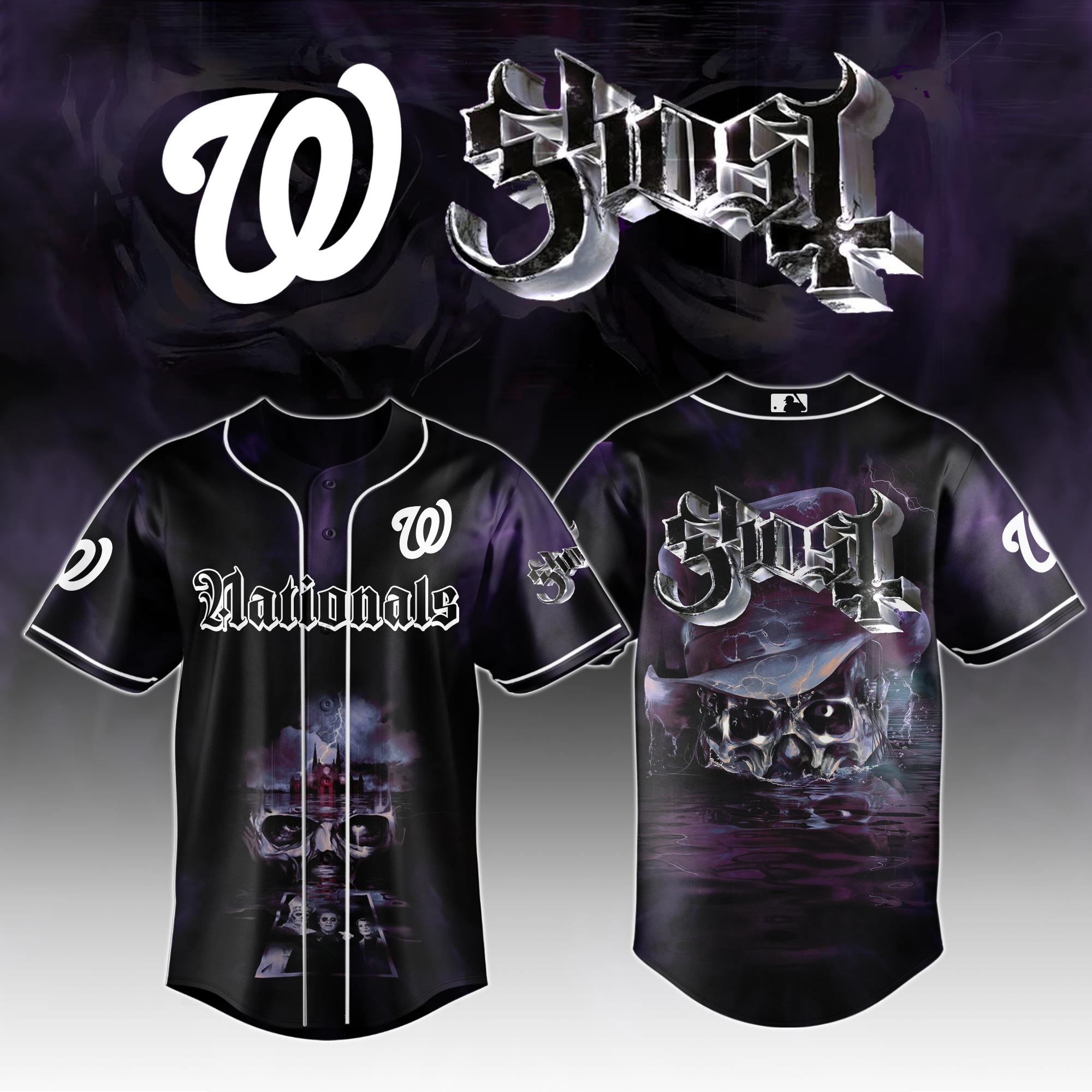 Washington Nationals Mlb X Ghost Night Show Custom Baseball Jersey