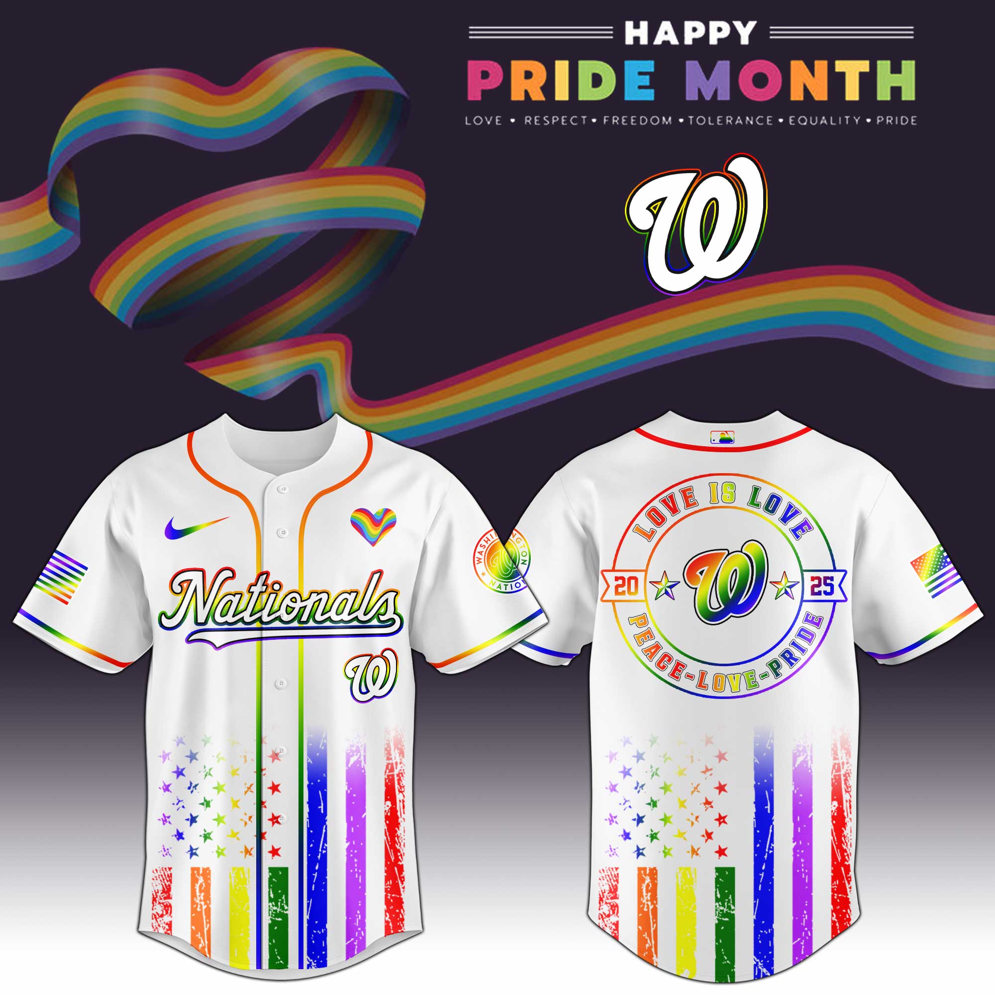 Washington Nationals Mlb X Happy Pride Month Limited Edition Custom Baseball Jersey 2025