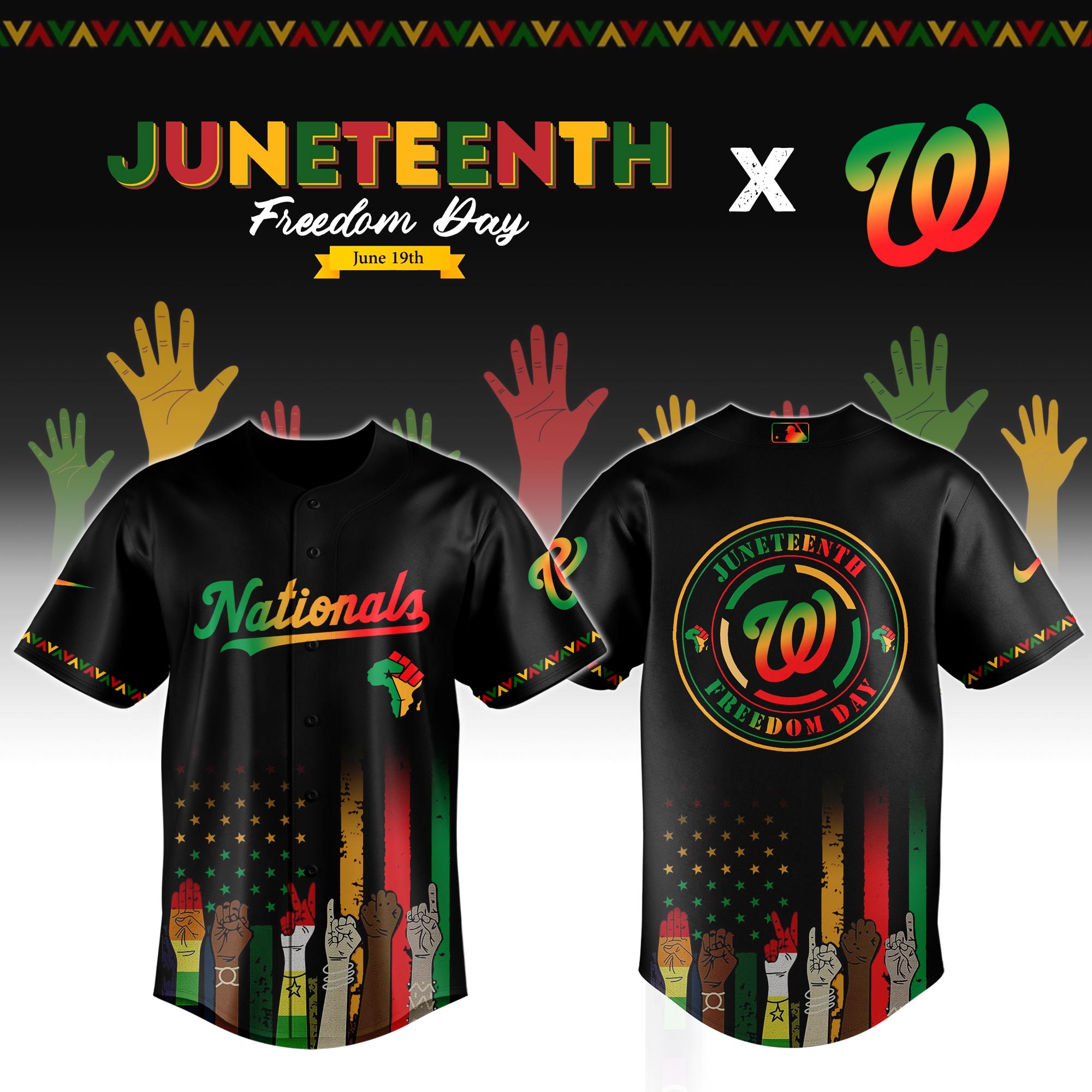 Washington Nationals Mlb X Juneteenth Custom Baseball Jersey 2025