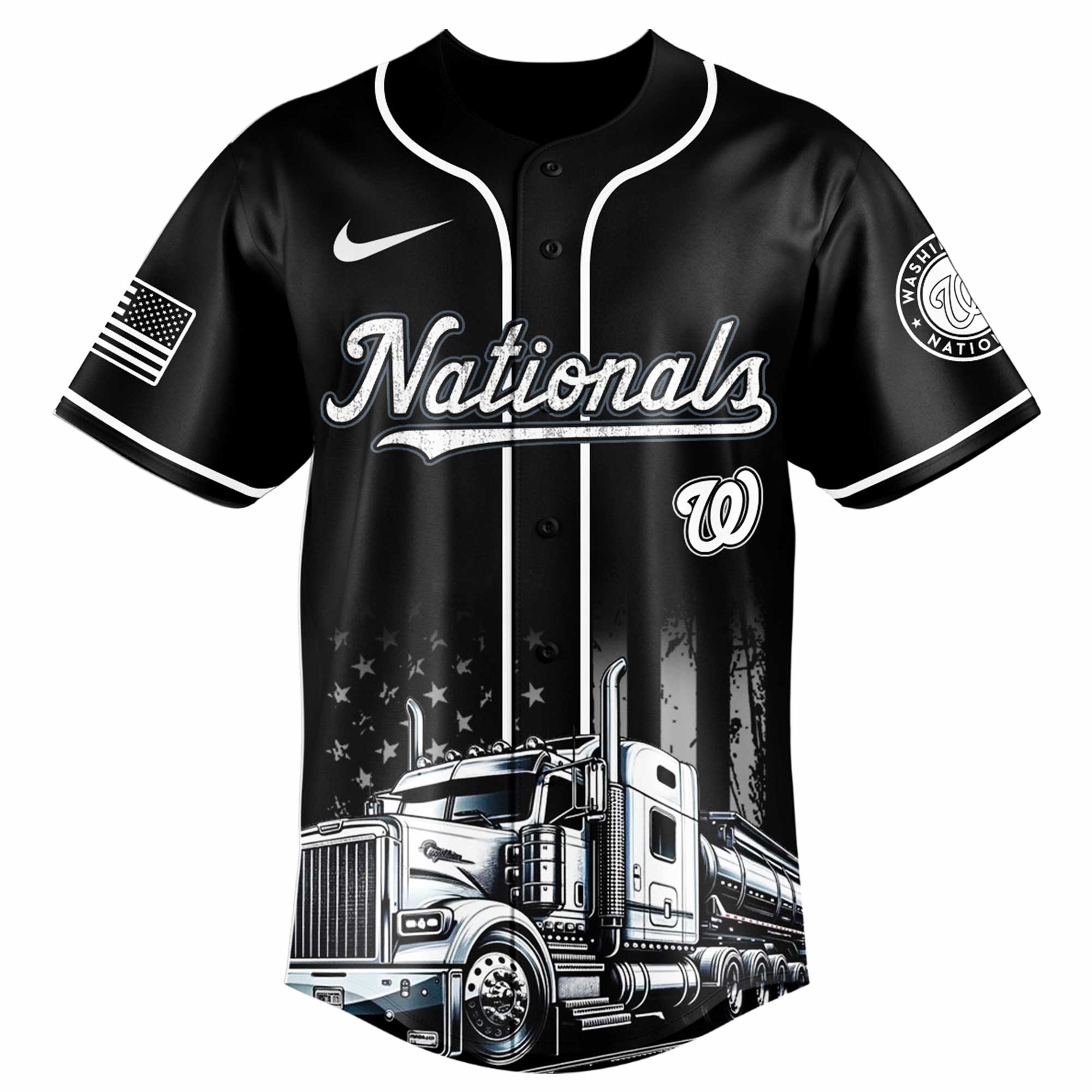 Alternative view of Washington Nationals Mlb X Nation Truck Driver Appreciation Week Limited Edition Custom Baseball Jersey 2025