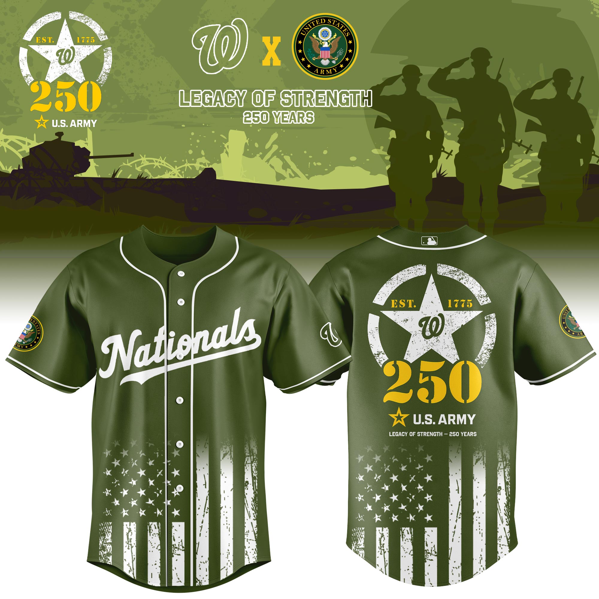Washington Nationals Mlb X Usa Legacy Of Strength Custom Baseball Jersey