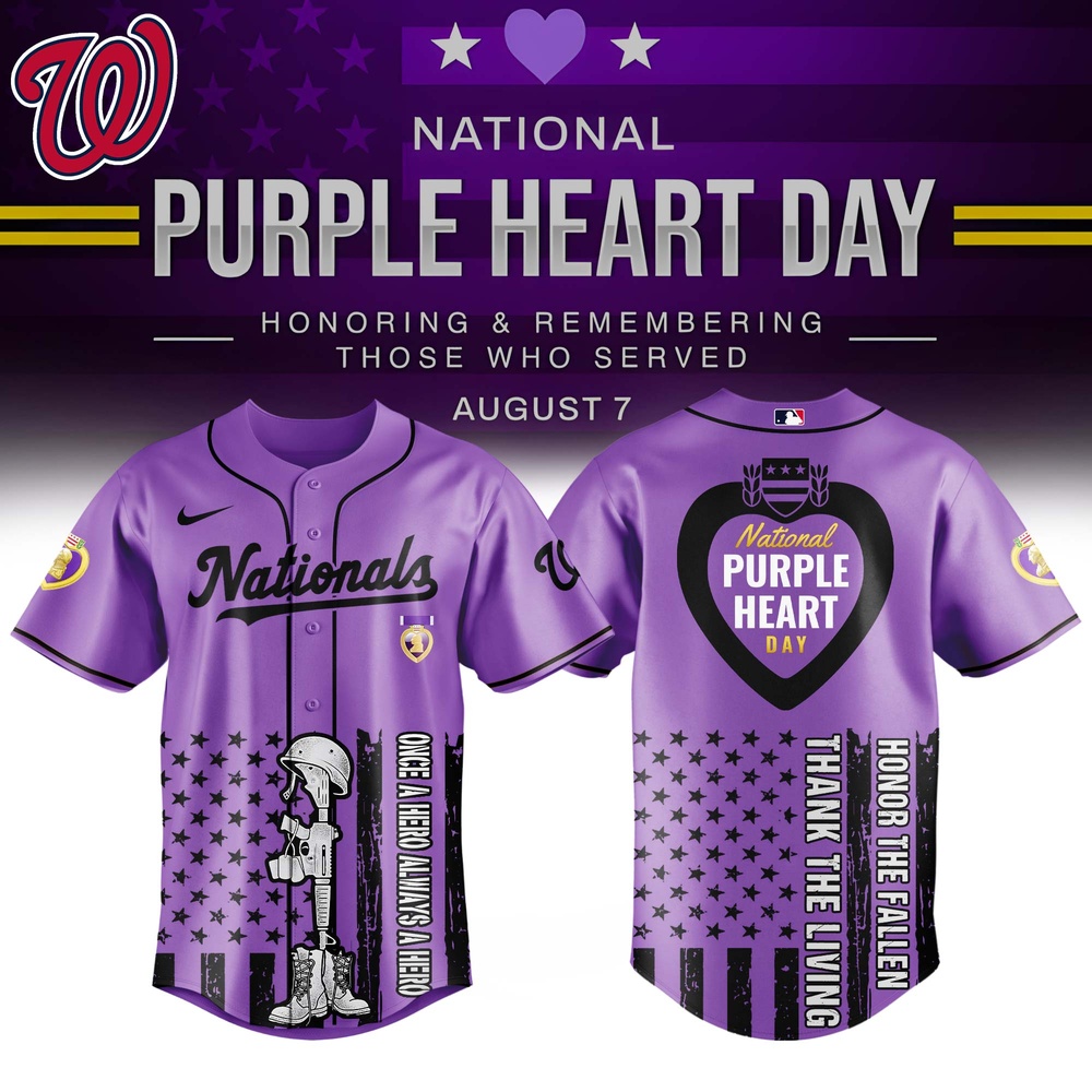 Washington Nationals Mlb X Usa Purple Heart Day Custom Baseball Jersey