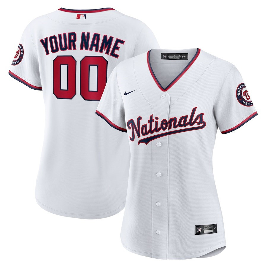 Washington Nationals Women's Custom Jersey - White - JS981 
