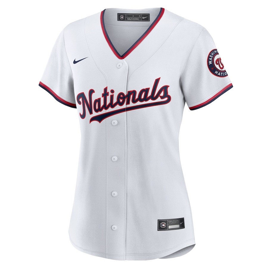 Alternative view of Washington Nationals Women's Home Blank Jersey - White - JS511 