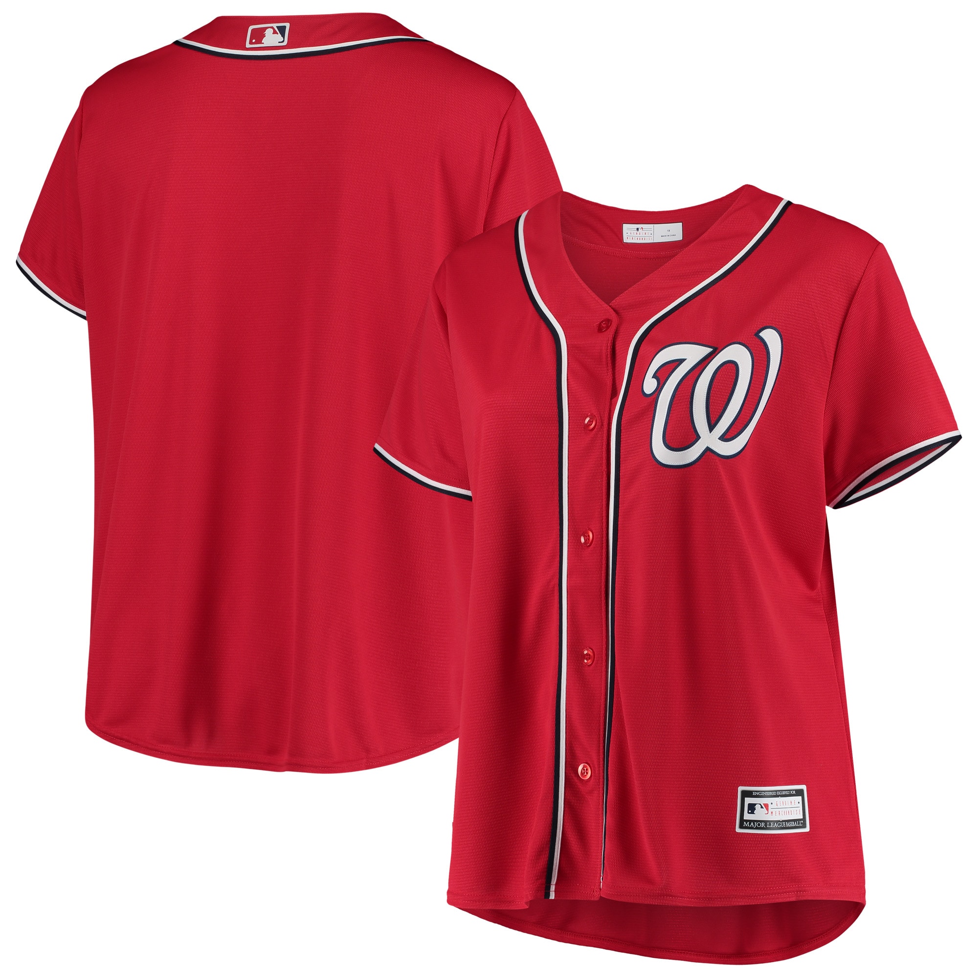 Washington Nationals Women’s Plus Size Alternate Replica Team Jersey – Red