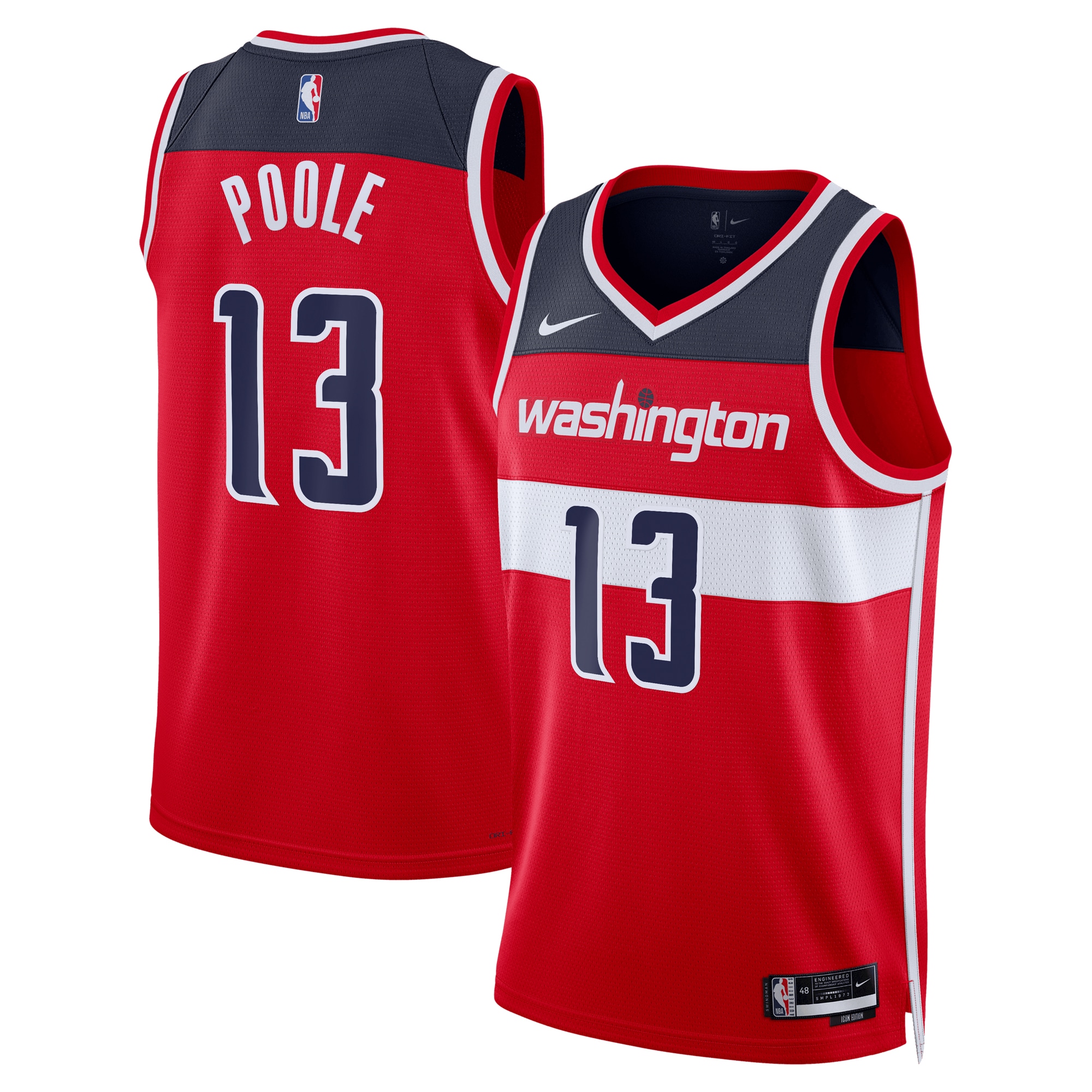 Washington Wizards Icon Edition Swingman Jersey - Red - Jordan Poole - Unisex - JS902