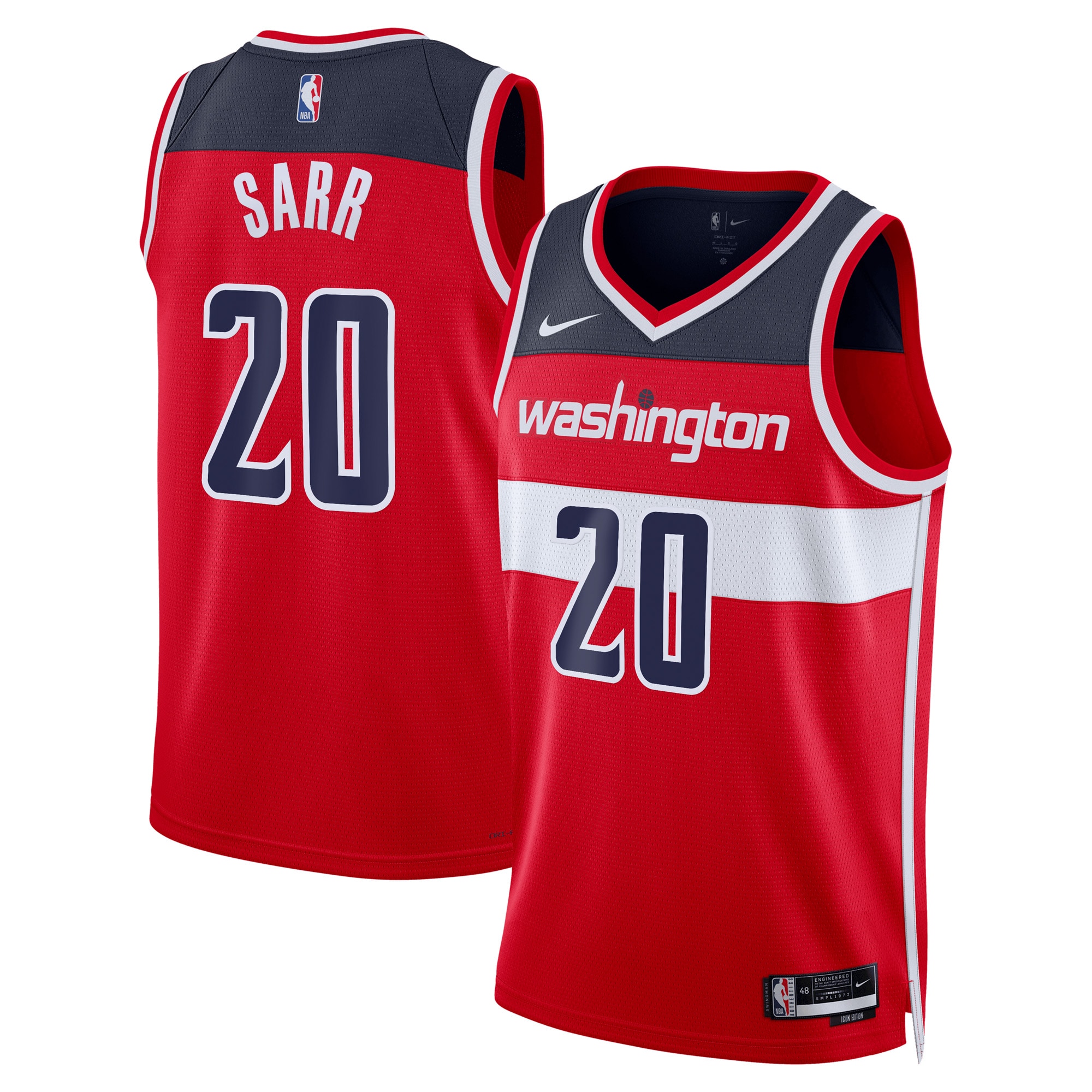 Washington Wizards Icon Swingman Jersey - Red - Alexandre Sarr - Unisex - JS842
