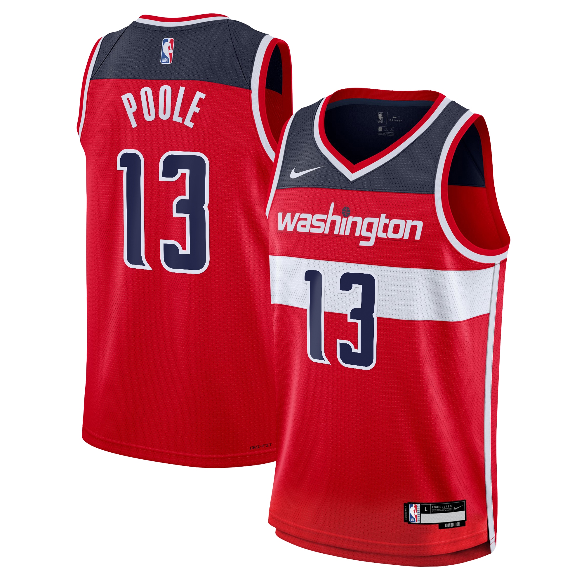 Washington Wizards Icon Swingman Jersey - Red - Jordan Poole - Youth - JS471