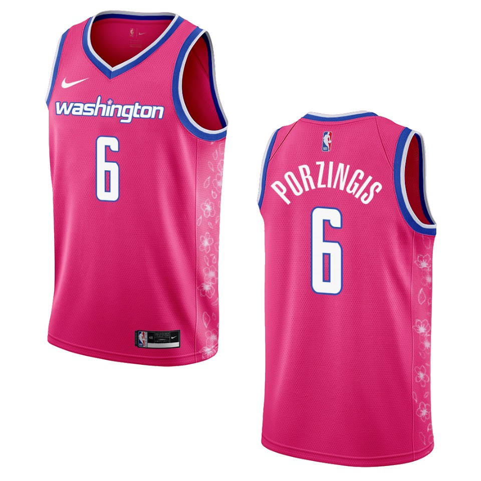 Washington Wizards Kristaps Porzingis 2022-23 City Edition Pink Cherry Blossom Jersey