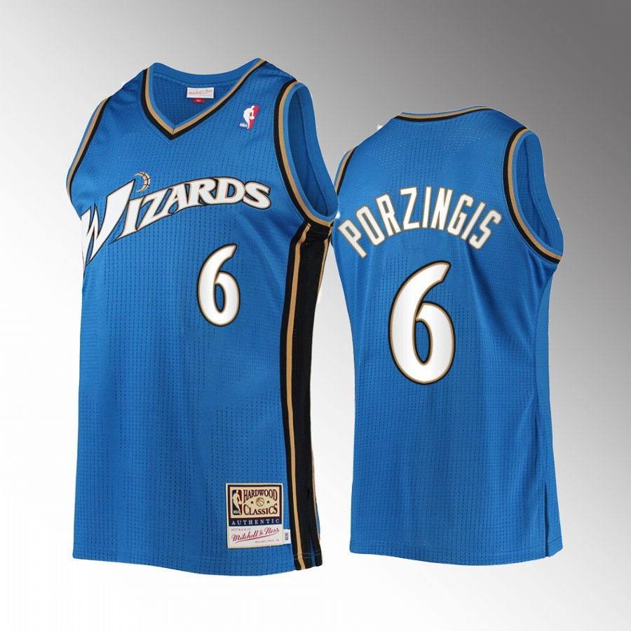 Washington Wizards Kristaps Porzingis 6 Blue Hardwood Classics Men Jersey - JS703