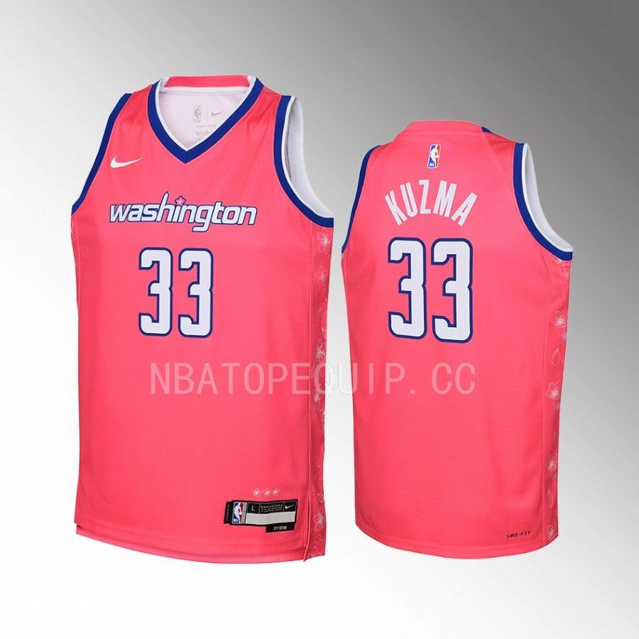 Washington Wizards Kyle Kuzma 33 City Edition Pink Youth Jersey Swingman - JS914