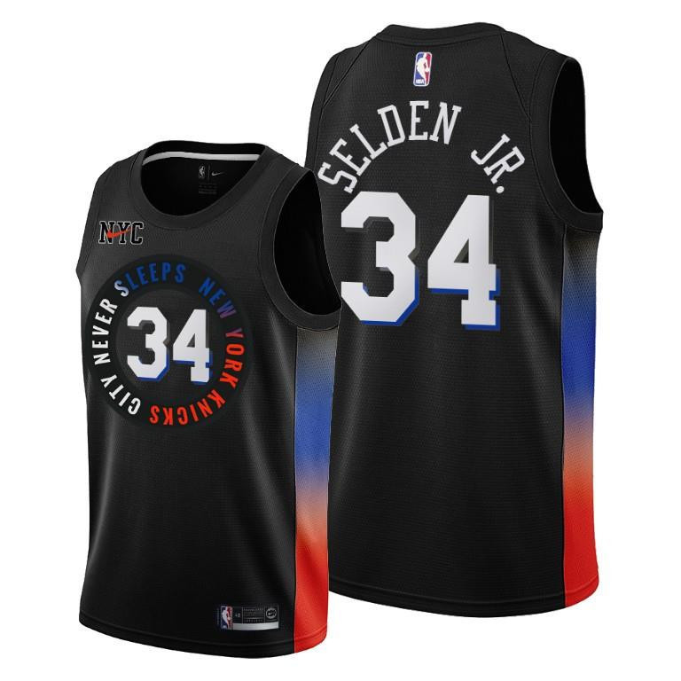 Wayne Selden Jr. New York Knicks Black City Edition Jersey 34 - Men Jersey - JS636 
