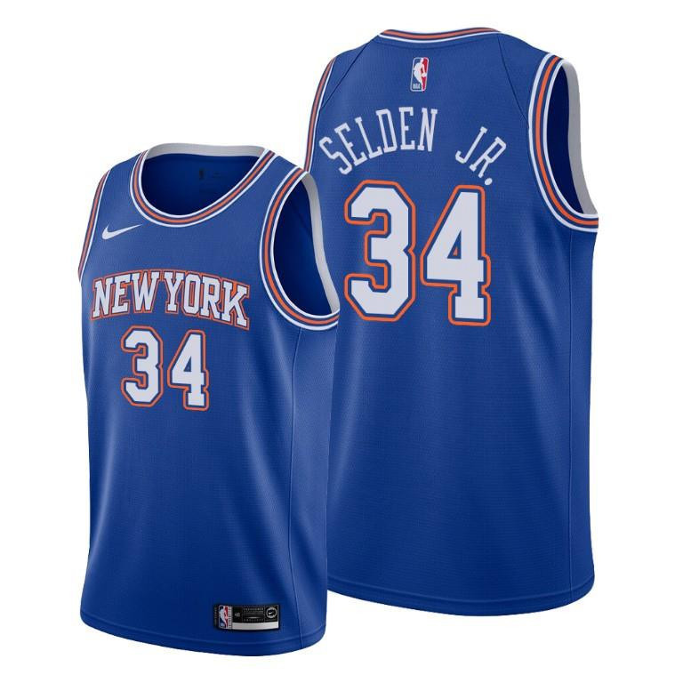 Wayne Selden Jr. New York Knicks Blue Statement Edition Jersey 34 - Men Jersey - JS204 