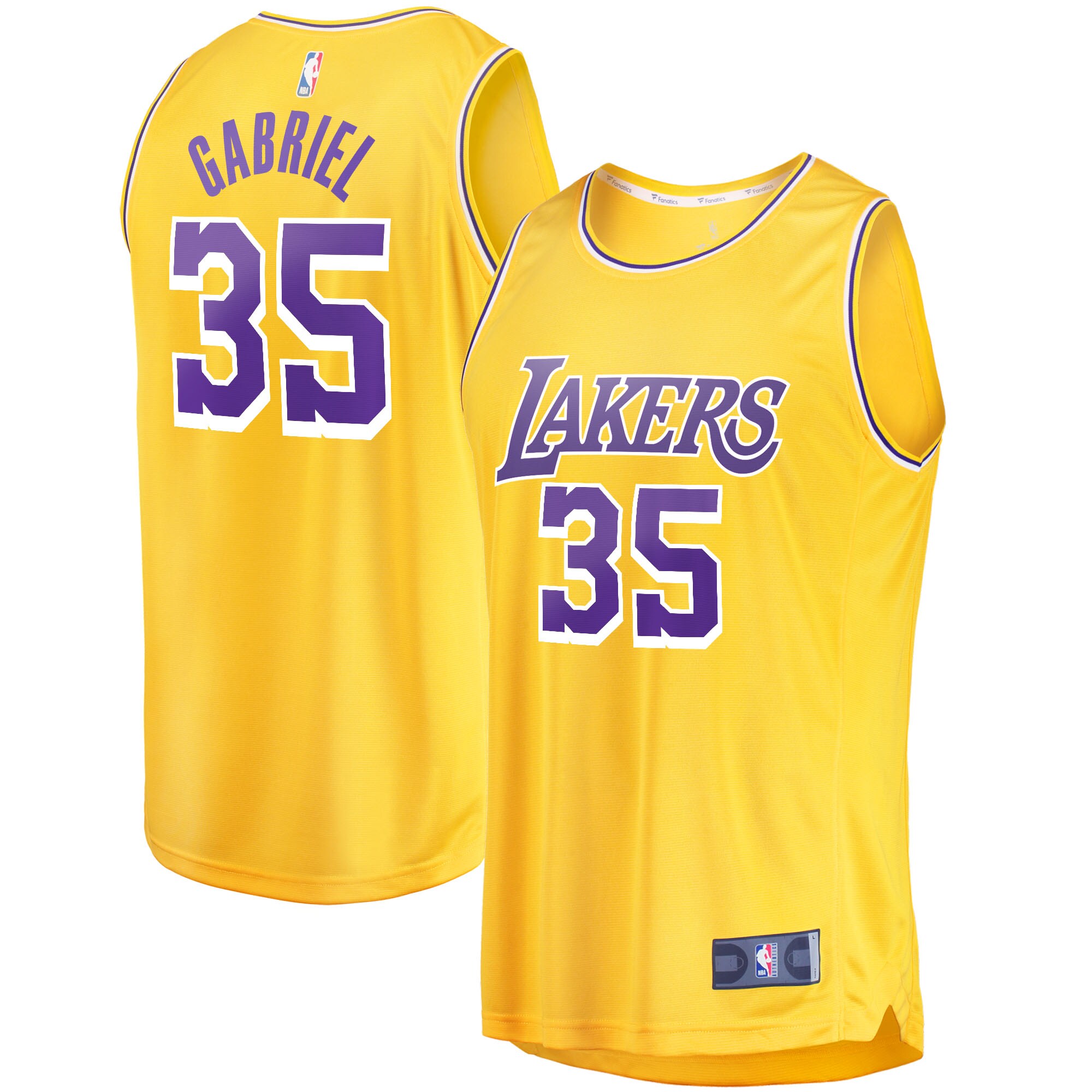 Alternative view of Wenyen Gabriel Los Angeles Lakers Fanatics Branded 2021/22 Fast Break Replica Jersey - Icon Edition - Gold
