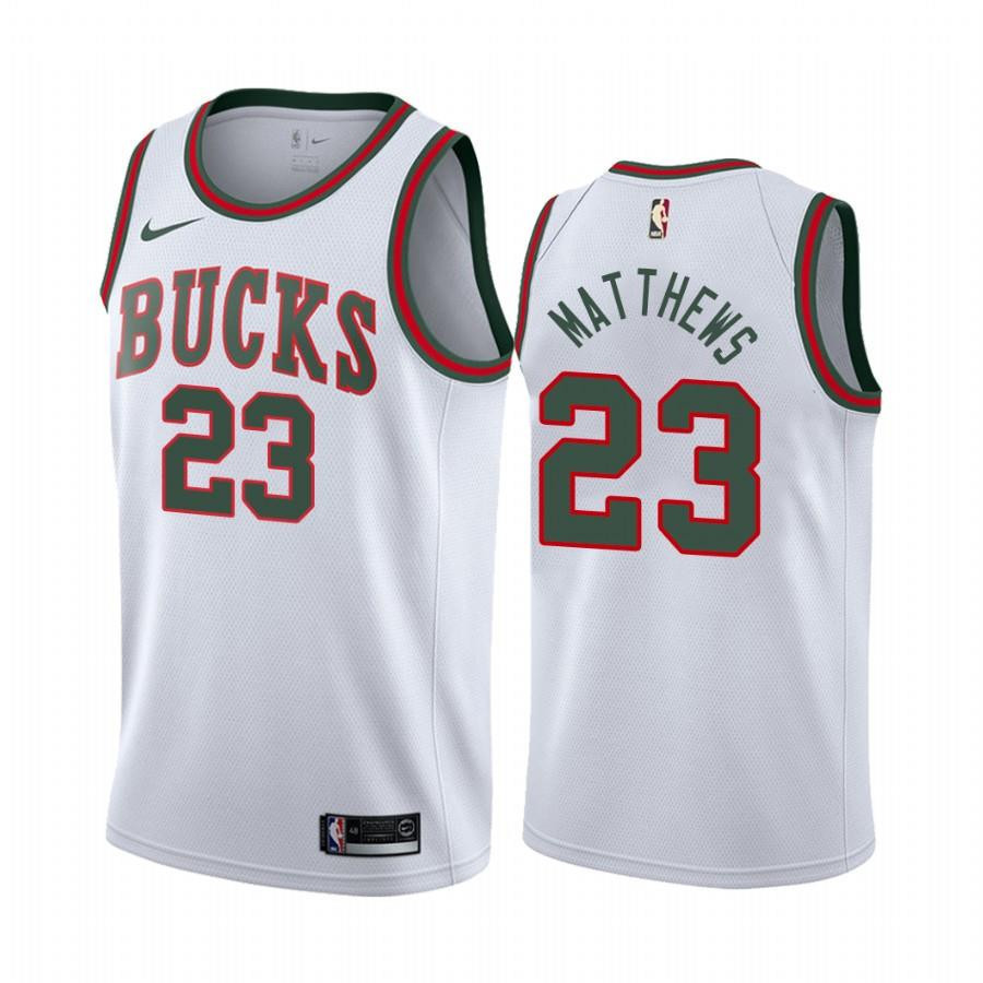 Wesley Matthews Milwaukee Bucks Classic Edition White 23 Jersey - Men Jersey - JS176 