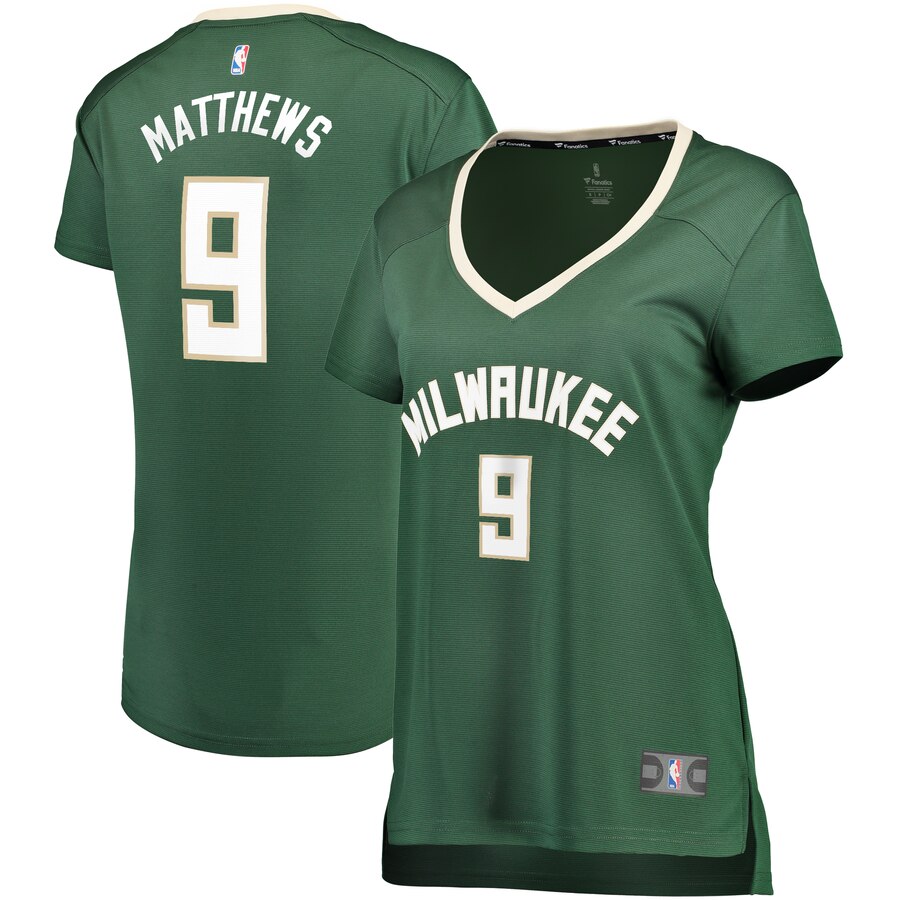 Wesley Matthews Milwaukee Bucks Fanatics Branded Women's Fast Break Replica Player Jersey - Icon Edition - Hunter Green