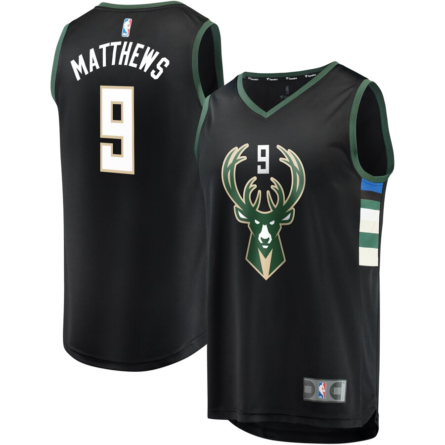 Wesley Matthews Milwaukee Bucks Fanatics Branded Youth Fast Break Replica Jersey Black - Statement Edition