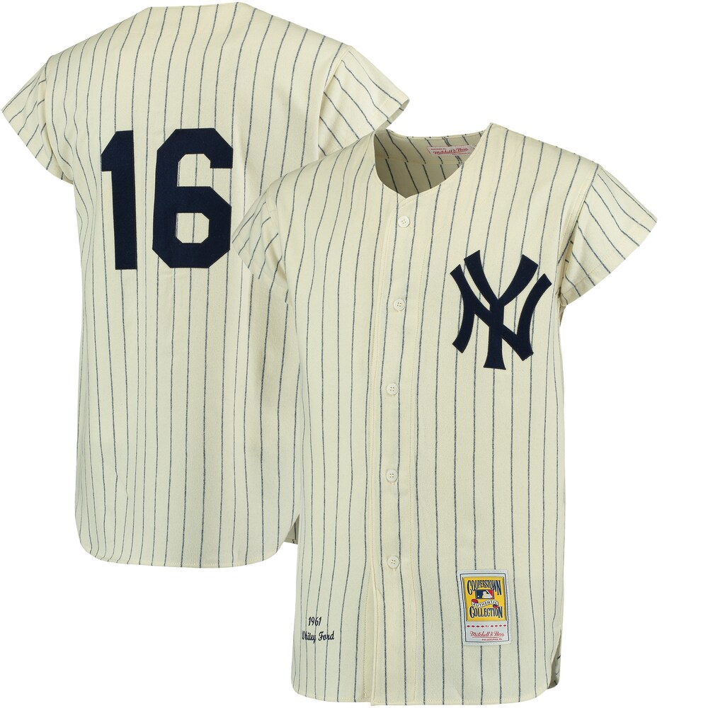 Whitey Ford New York Yankees Mitchell & Ness Jersey - Cream
