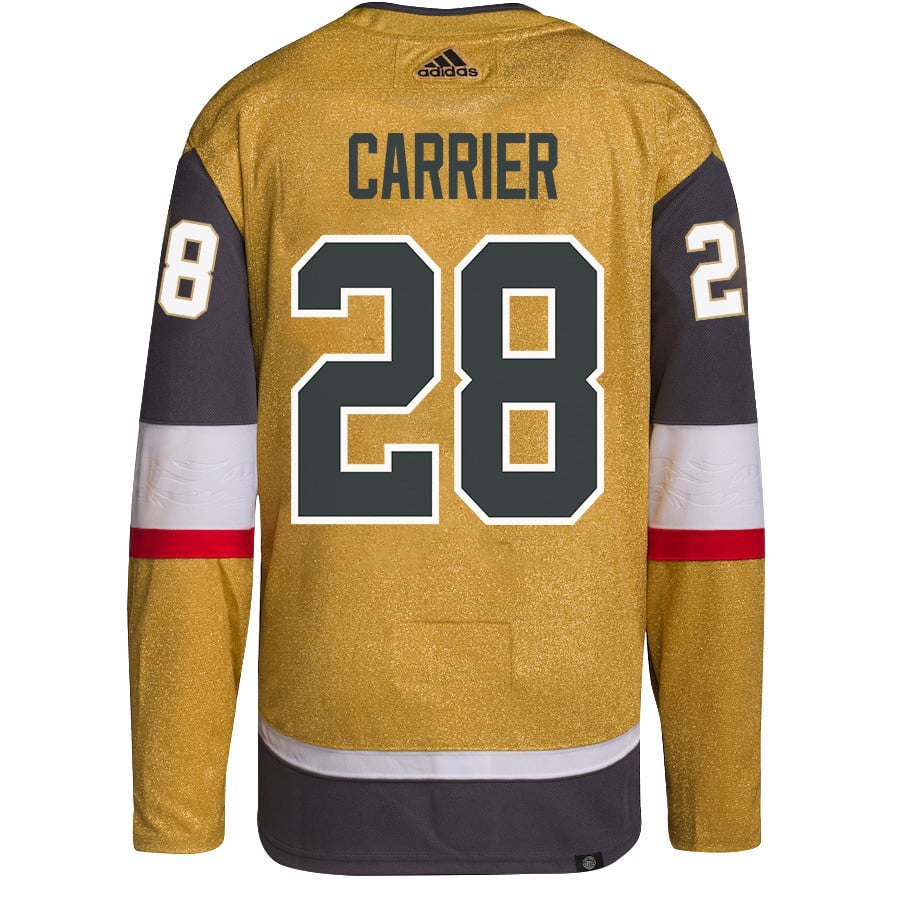 Alternative view of William Carrier 28 Vegas Golden Knights Stanley Cup 2023 Champions Patch Home Breakaway Men Jersey - Gold - JS834 
