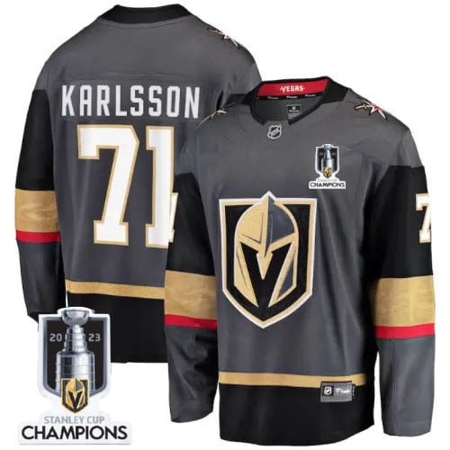 William Karlsson 71 Vegas Golden Knights 2023 Stanley Cup Champions Patch Alternate Breakaway Player Jersey - Black - JS996 