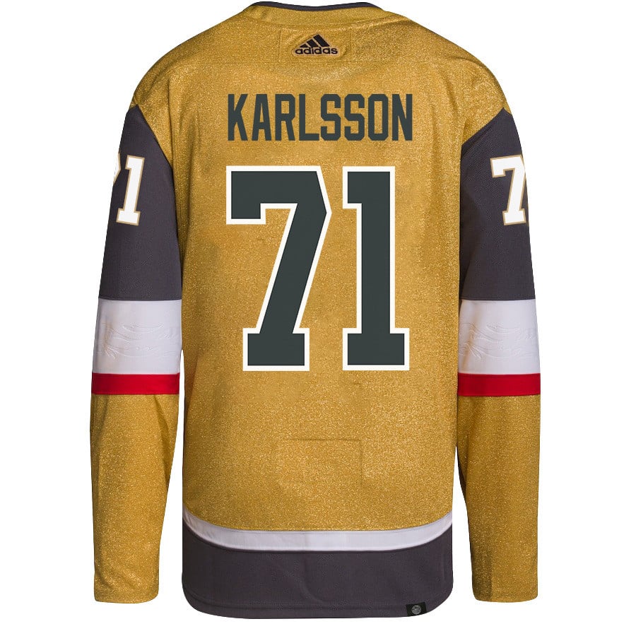 Alternative view of William Karlsson 71 Vegas Golden Knights Stanley Cup 2023 Champions Patch Home Breakaway Men Jersey - Gold - JS180 