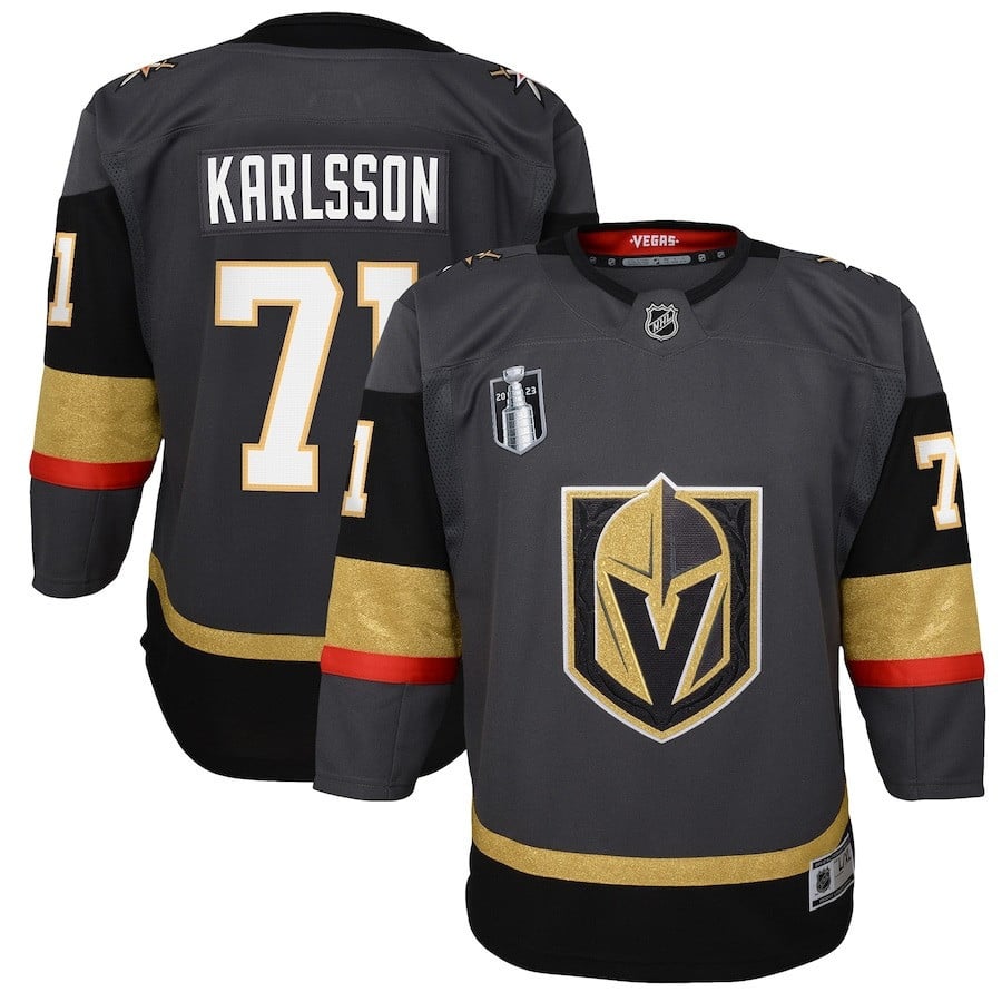 William Karlsson 71 Vegas Golden Knights Youth 2023 Stanley Cup Final Alternate Jersey - Black - JS731 