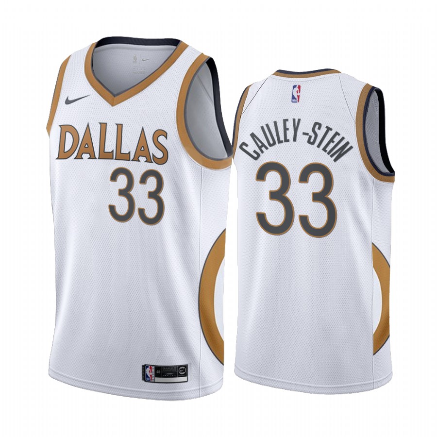 Willie Cauley-stein Dallas Mavericks White City Edition Gold Silver Logo 2020-21 Jersey