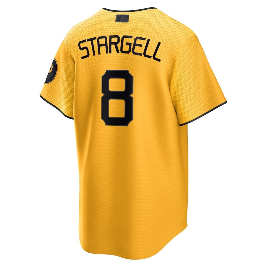 Alternative view of Willie Stargell 8 Pittsburgh Pirates 2023 City Connect Men Jersey - Gold 