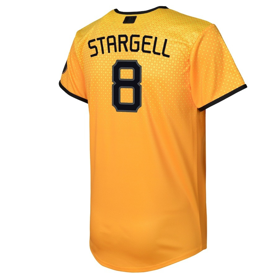 Alternative view of Willie Stargell 8 Pittsburgh Pirates 2023 City Connect Youth Jersey - Gold 