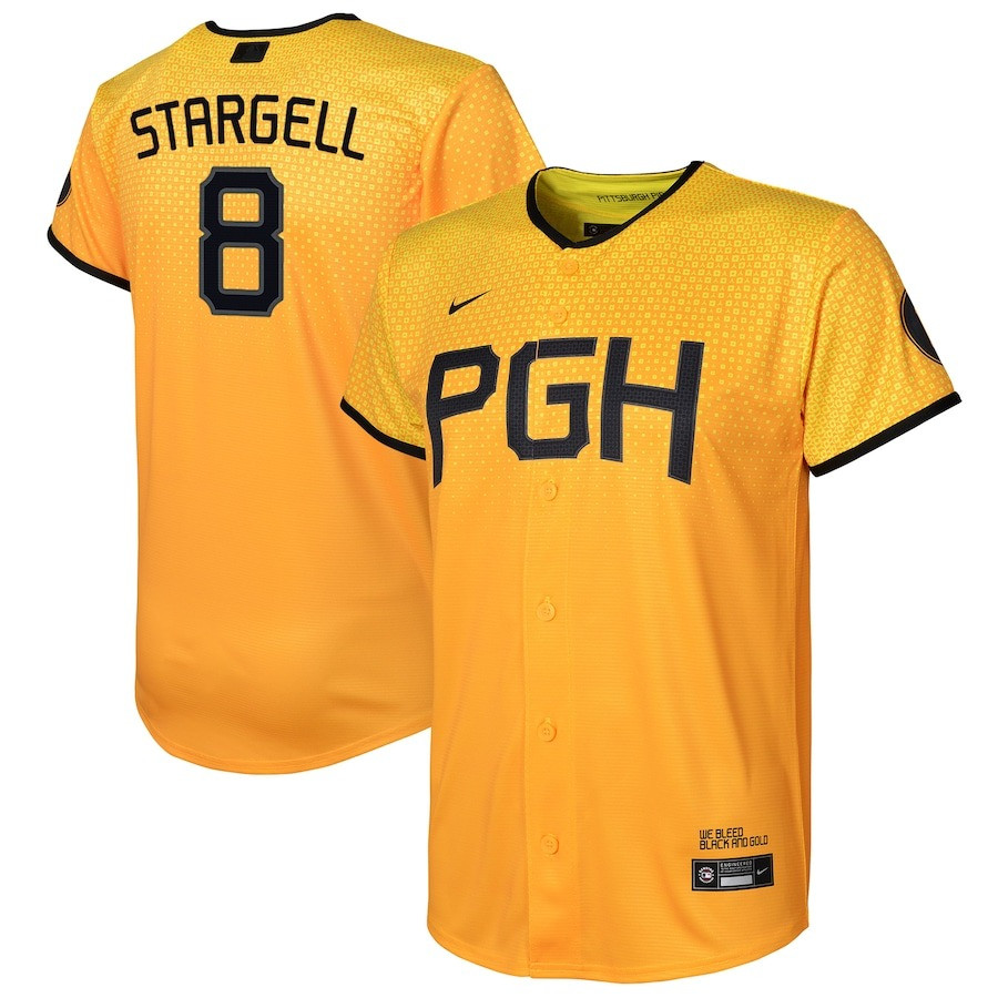 Willie Stargell 8 Pittsburgh Pirates 2023 City Connect Youth Jersey - Gold 