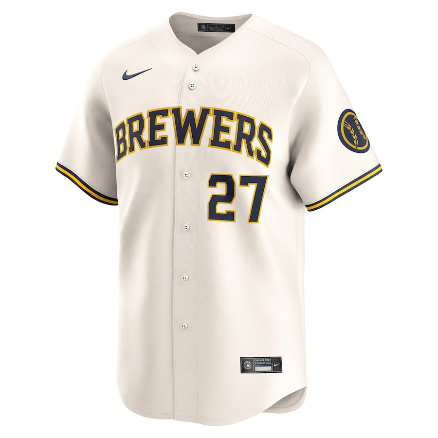 Alternative view of Willy Adames 27 Milwaukee Brewers Home Limited Player Men Jersey - Cream 