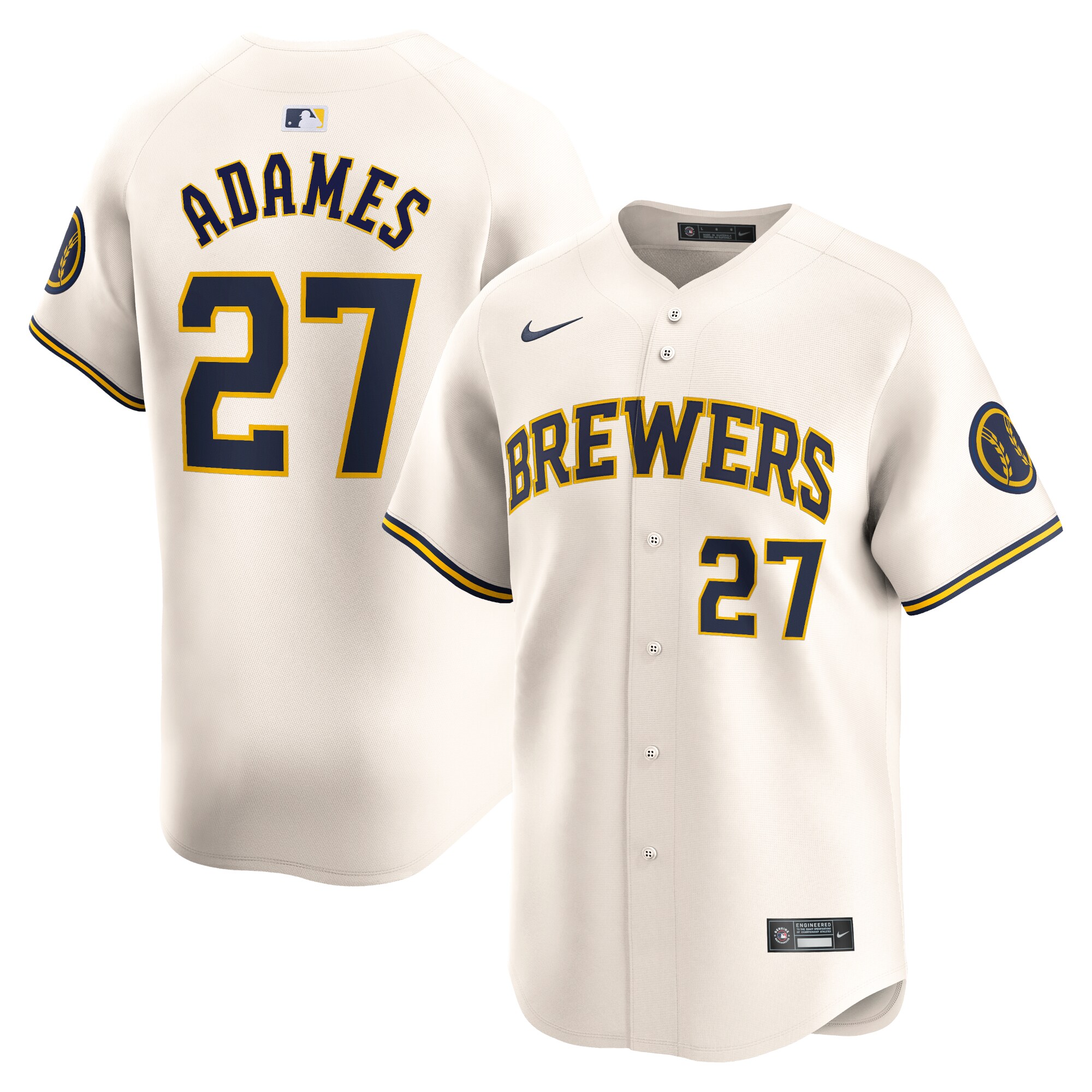 Willy Adames Milwaukee Brewers Home Limited Player Jersey - Cream