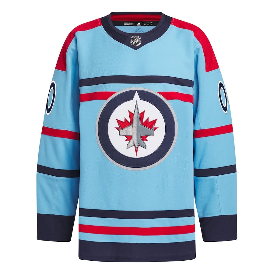 Alternative view of Winnipeg Jets Anniversary Primegreen Custom Men Jersey - Light Blue - JS524 