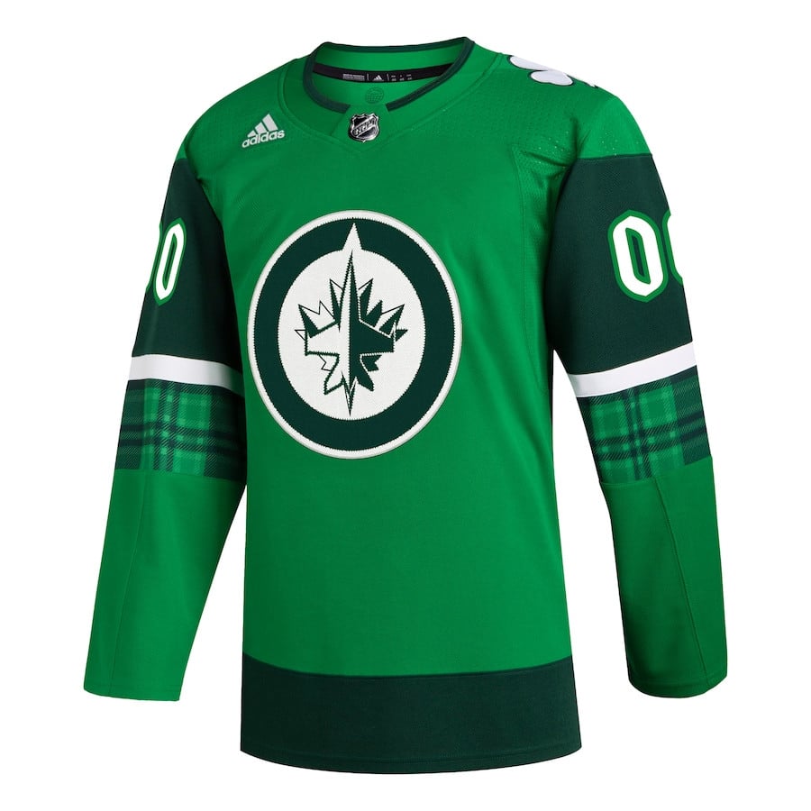 Alternative view of Winnipeg Jets St. Patrick's Day Custom Men Jersey - Kelly Green - JS623 
