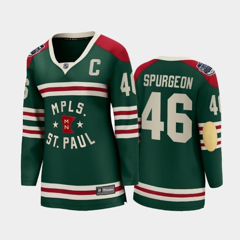 Women Minnesota Wild Jared Spurgeon 46 2022 Winter Classic State Of Hockey Jersey Green Jersey - JS365 
