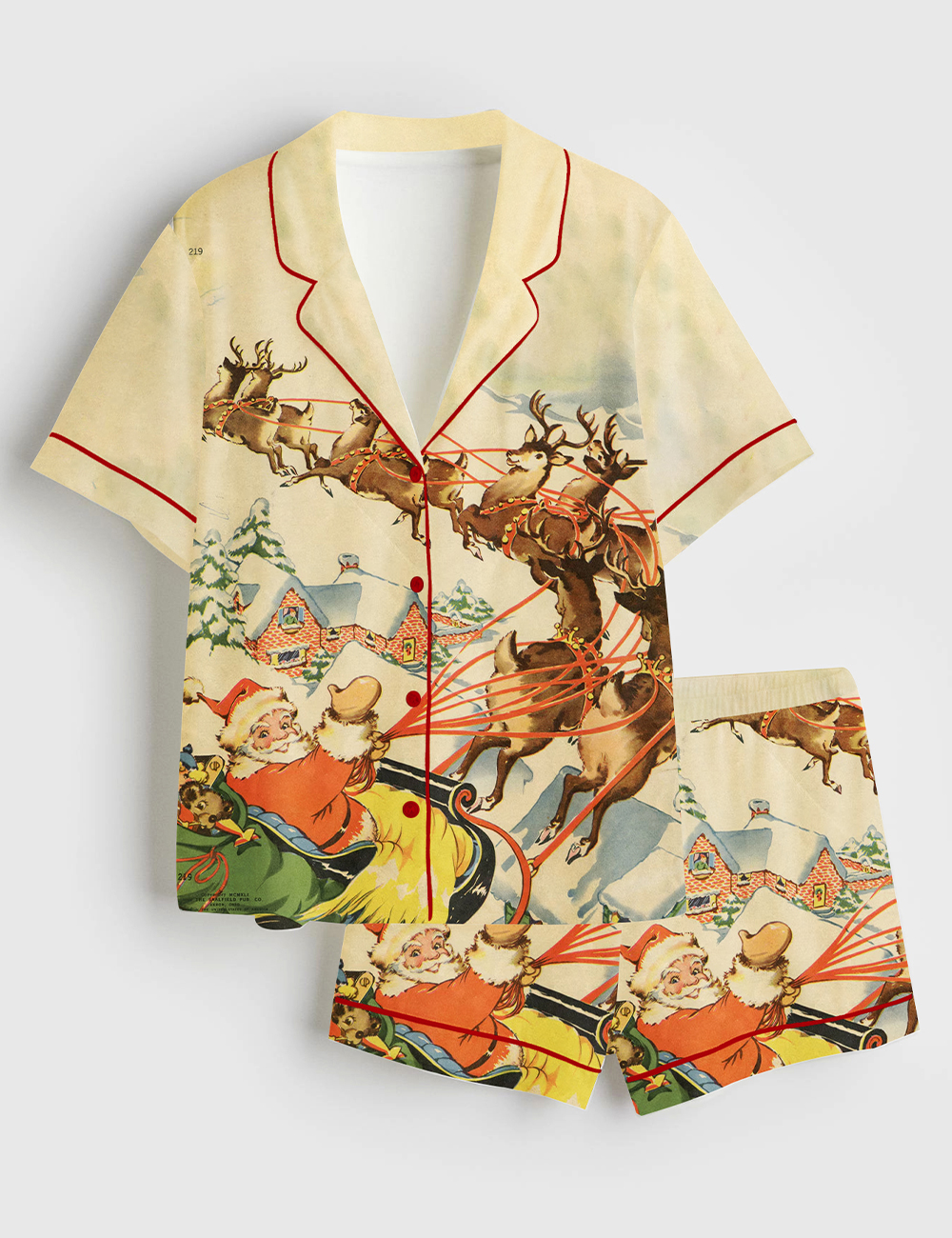 Women's 1941 Night Before Christmas Short Sleeve Satin Pajama Set