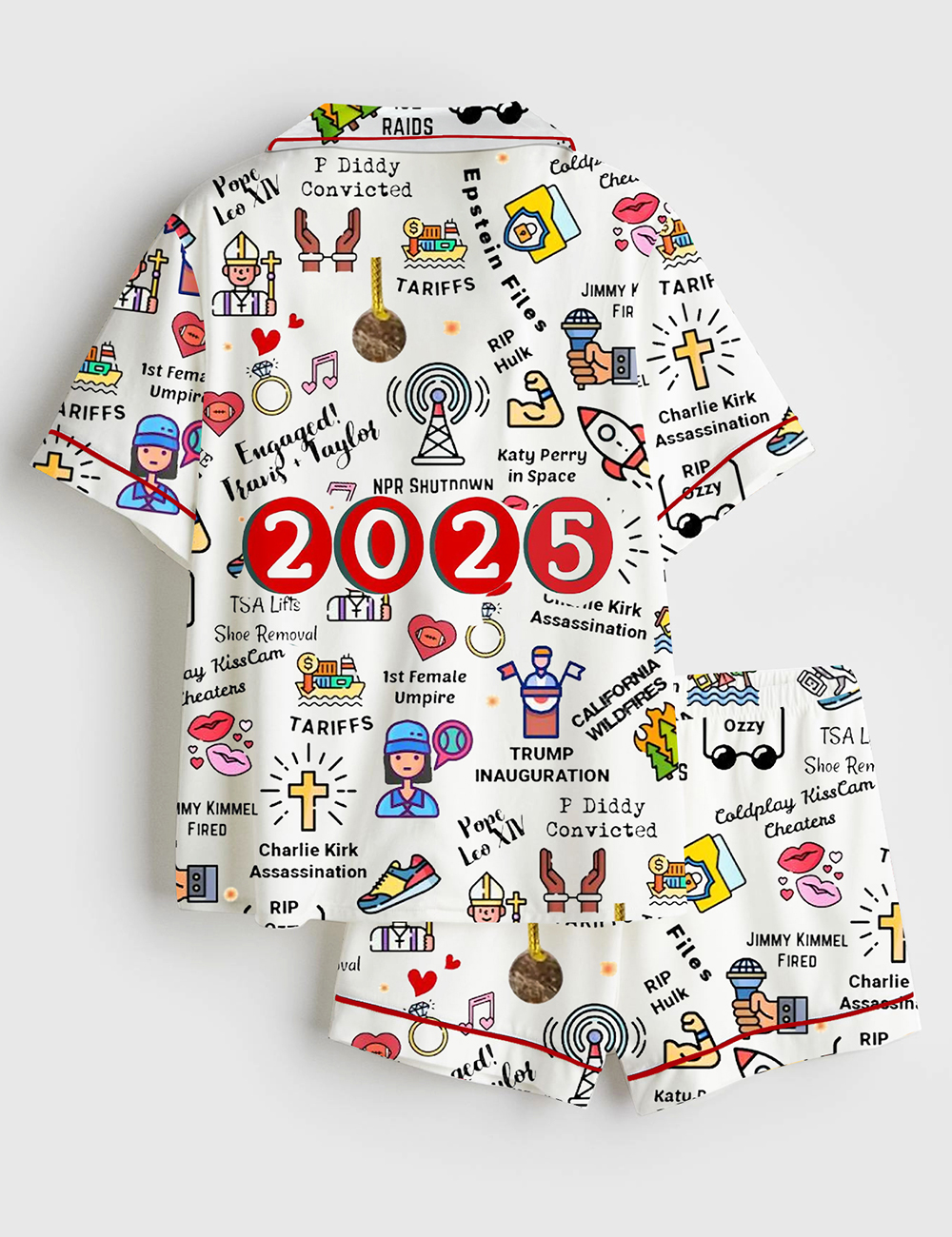 Alternative view of Women's 2025 Christmas Year In Review Major Notable Events Short Sleeve Satin Pajama Set