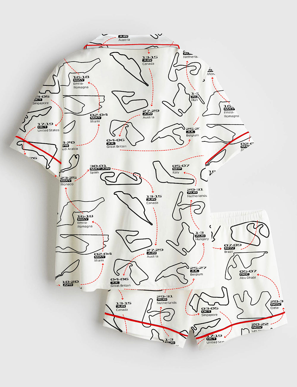 Alternative view of Women's 2025 Racing Car Schedule Short Sleeve Satin Pajama Set