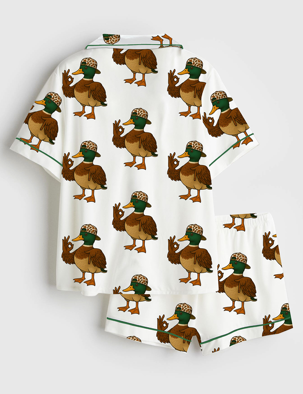 Alternative view of Women's 67 Mallard Duck Hunting Camo Funny Six Seven Hand Sign Short Sleeve Satin Pajama Set
