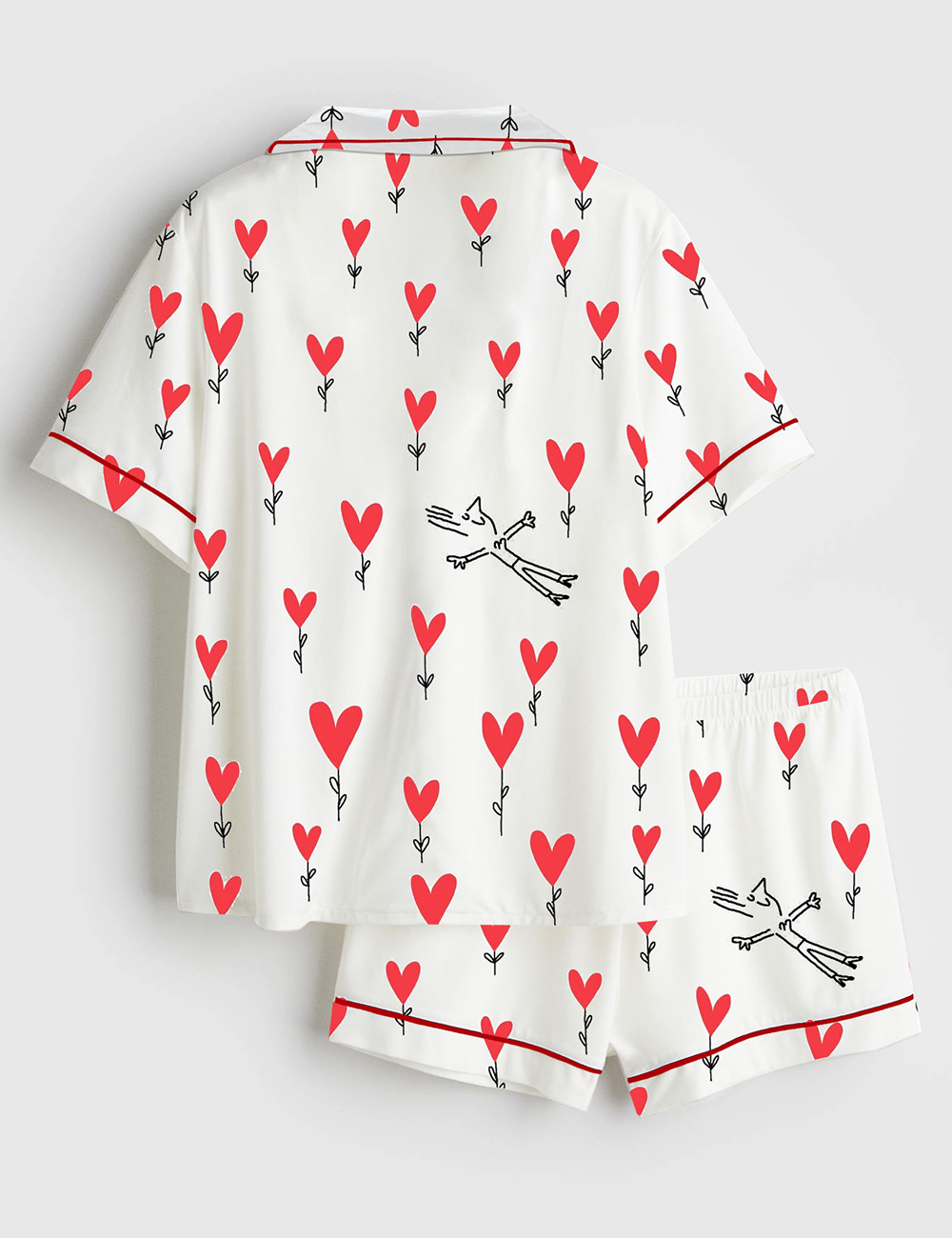 Alternative view of Women's A Field Of Love Valentine's Day Short Sleeve Satin Pajama Set