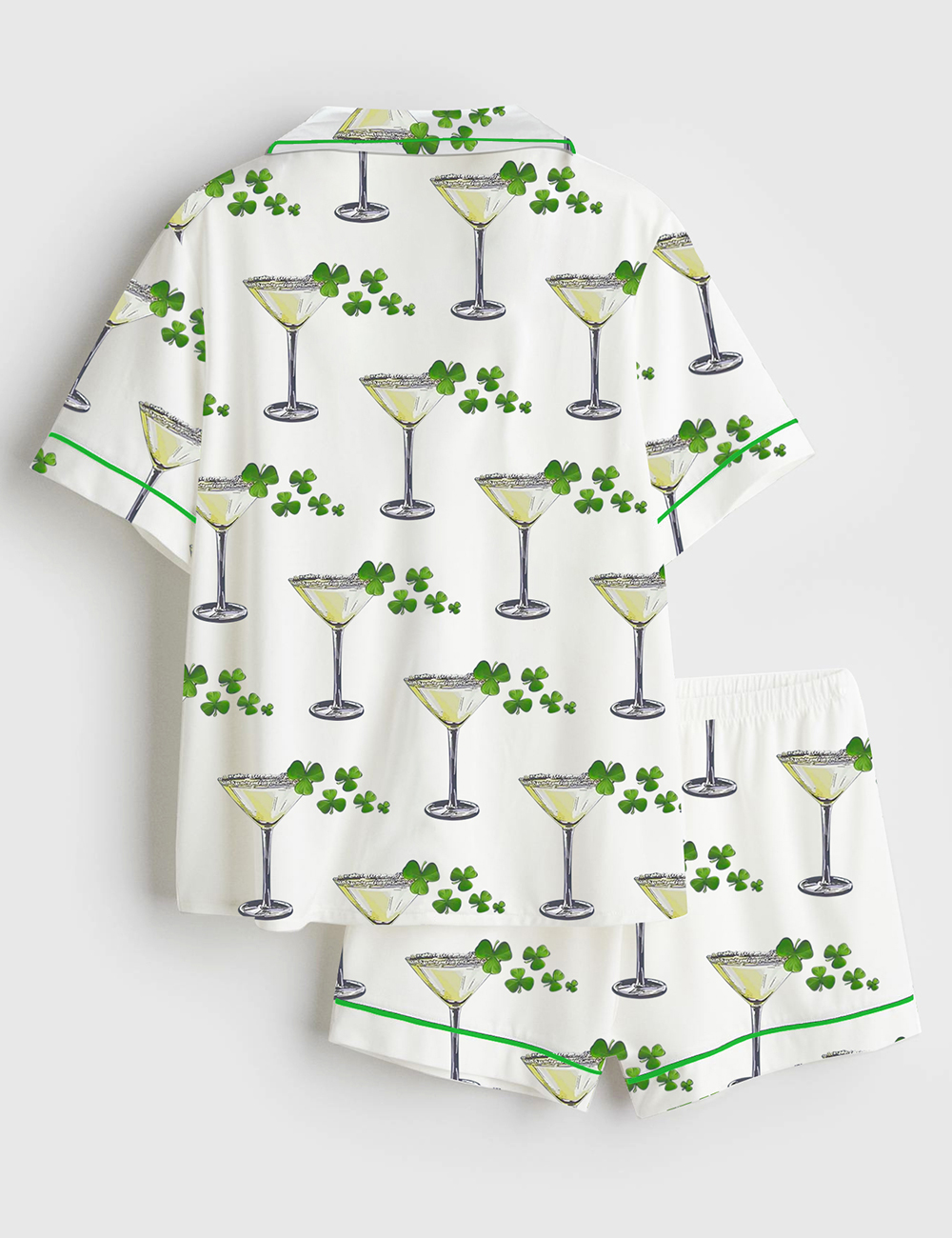 Alternative view of Women's A Tini Bit Irish St. Patrick's Day Shamrock Print Short Sleeve Satin Pajama Set