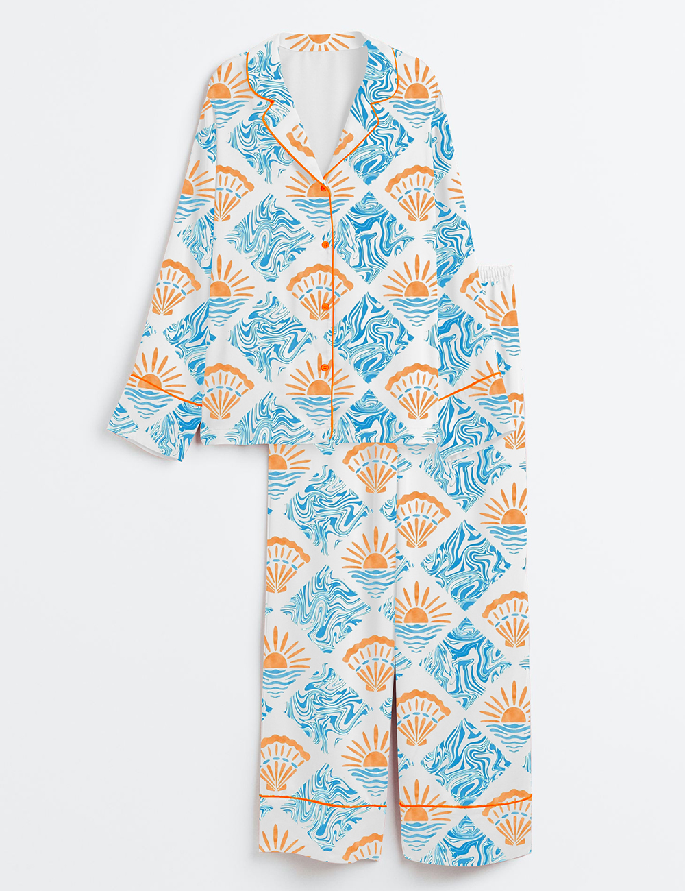 Women's A Trip To The BeachÂ Long Sleeve Satin Pajama Set