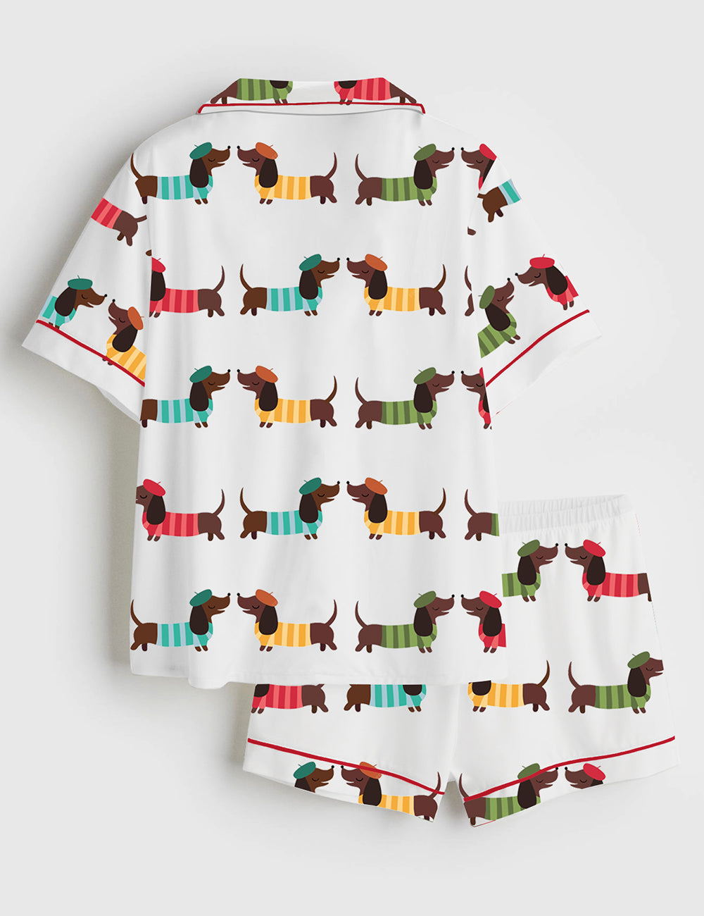 Alternative view of Women's Adorable Dachshund Dog Short Sleeve Satin Pajama Set