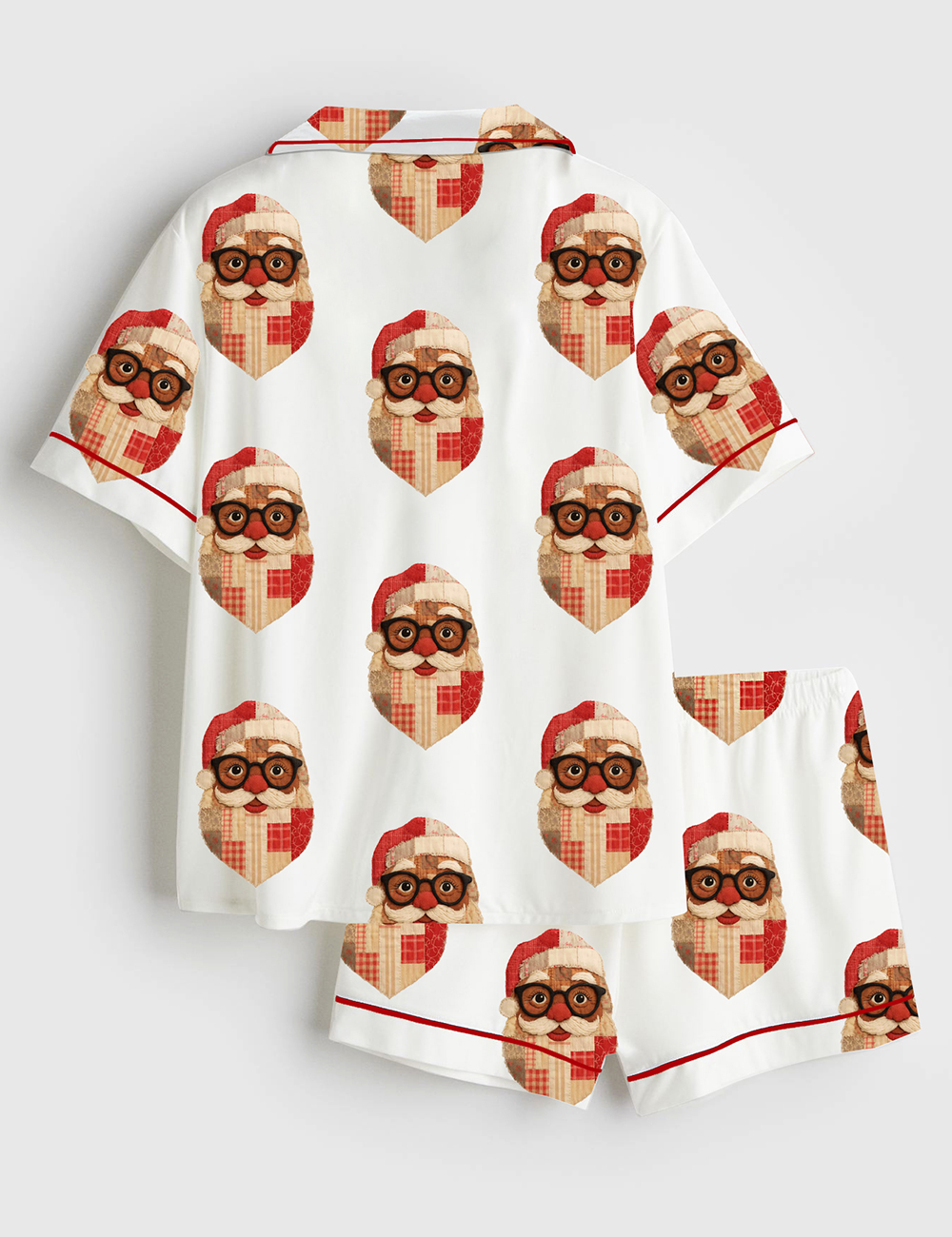 Alternative view of Women's African American Brown Santa Claus Black Family Christmas Short Sleeve Satin Pajama Set