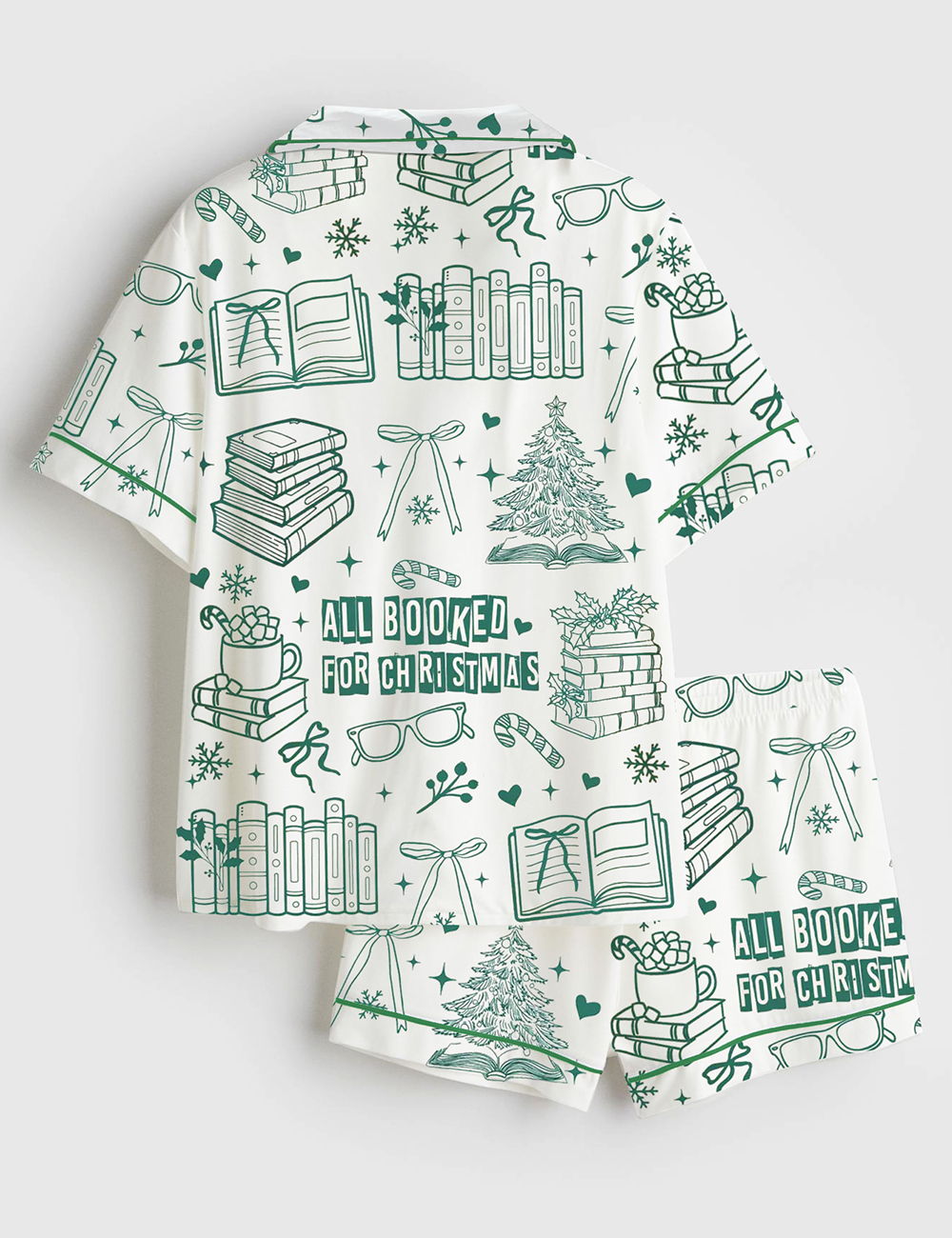 Alternative view of Women's All Booked For Christmas Short Sleeve Satin Pajama Set