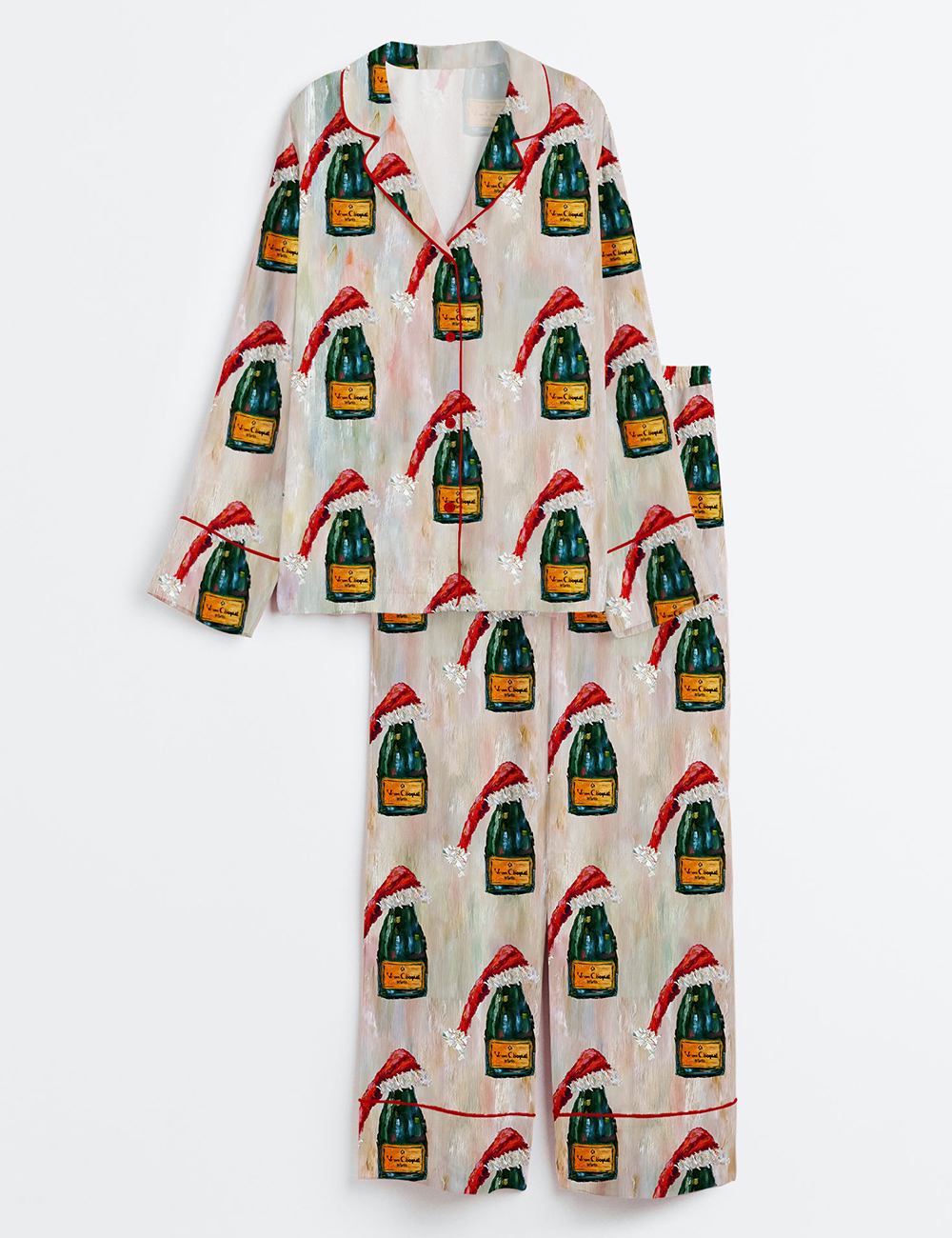 Women's All I Want For Christmas Is Veuve Christmas Champagne Long Sleeve Satin Pajama Set